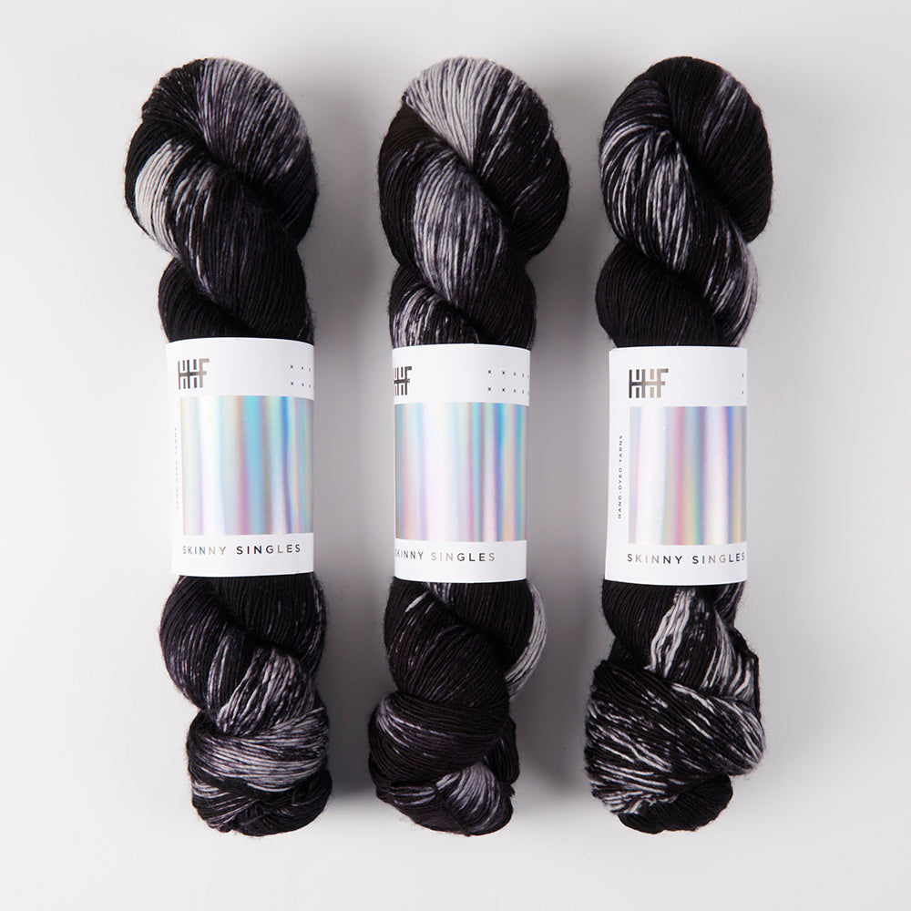 Hedgehog Fibres SKINNY SINGLES - ORCA Merino wool Fingering black white Yarn