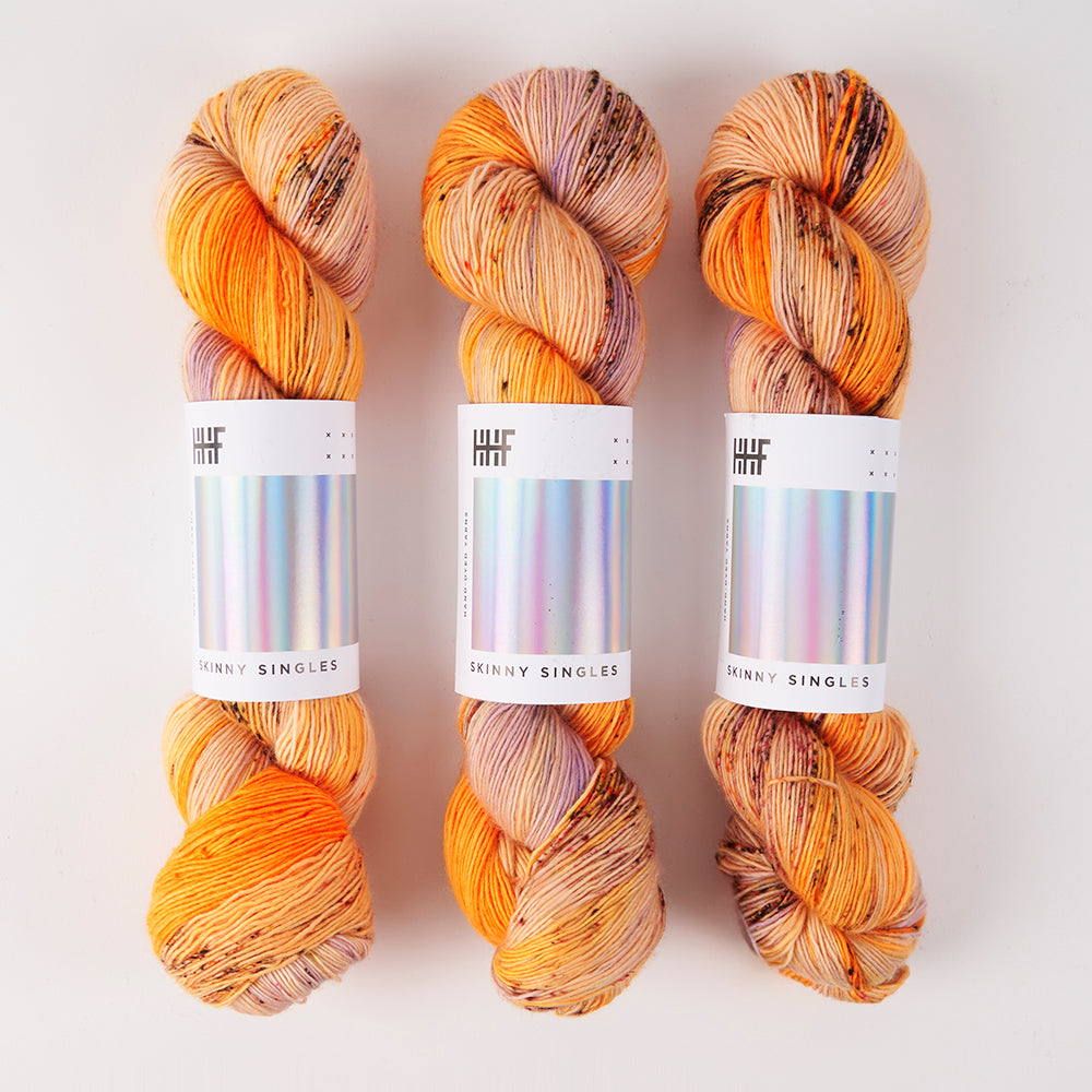 Hedgehog Fibres SKINNY SINGLES - PAPAYA Merino wool Fingering orange Yarn