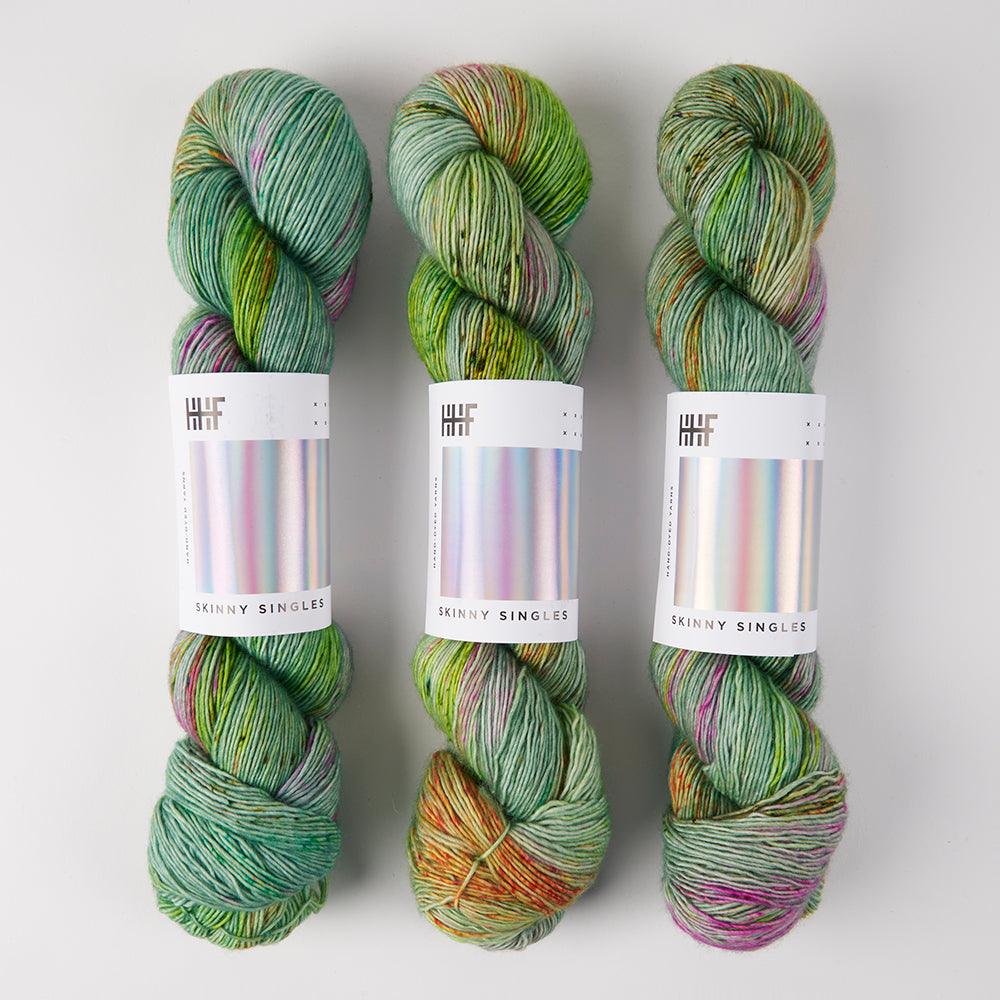 Hedgehog Fibres SKINNY SINGLES - PARKLIFE Merino wool Fingering green Yarn