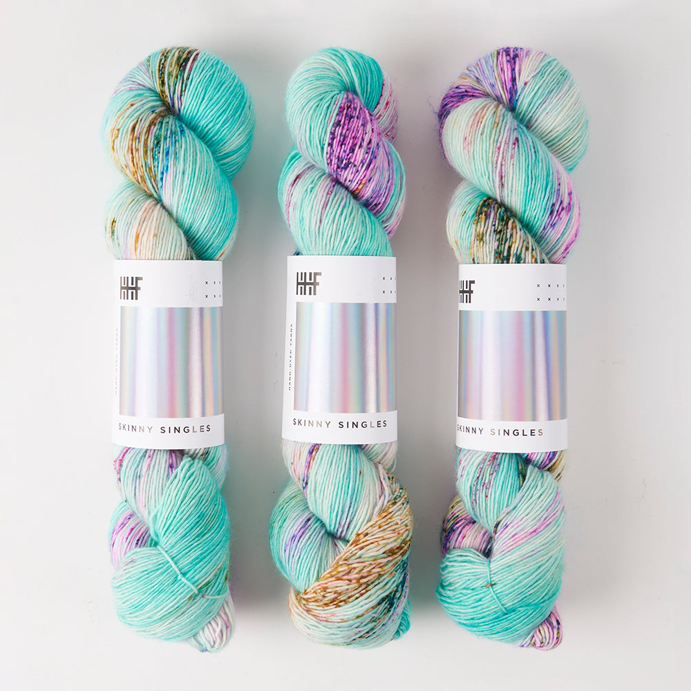 Hedgehog Fibres SKINNY SINGLES - PITTER PATTER Merino wool Fingering blue turquoise Yarn