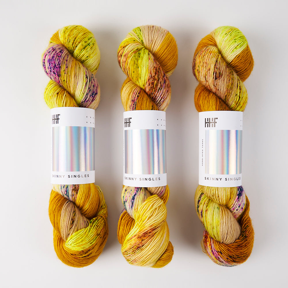 Hedgehog Fibres SKINNY SINGLES - ROAR Merino wool Fingering yellow Yarn