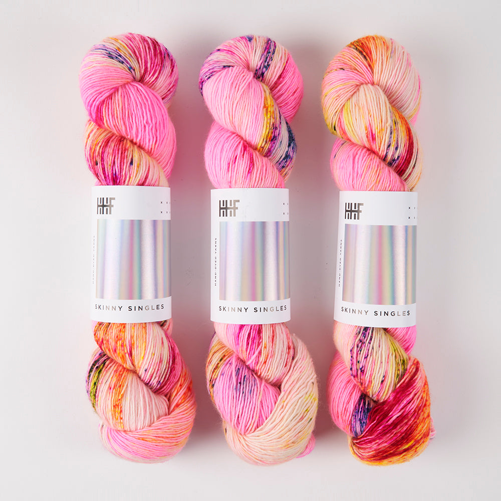 Hedgehog Fibres SKINNY SINGLES - ROSEWATER Merino wool Fingering pink Yarn