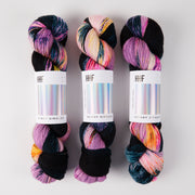 Hedgehog Fibres SKINNY SINGLES - STAINED GLASS Merino wool Fingering black multicolour Yarn