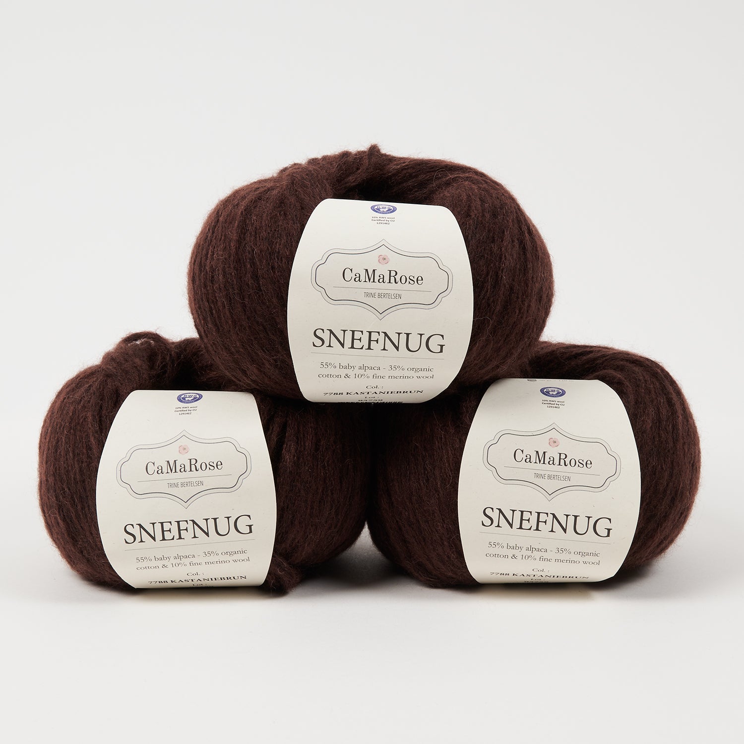 CaMaRose SNEFNUG - KASTANIEBRUN Alpaca Cotton Merino wool Aran brown Yarn