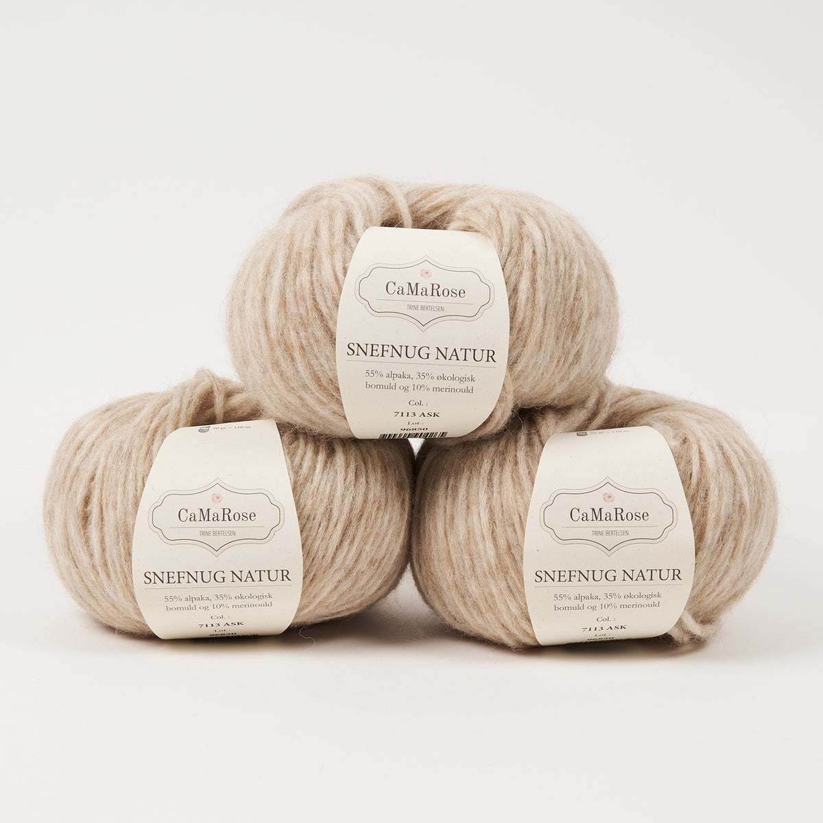CaMaRose SNEFNUG NATUR - ASK Alpaca Cotton Merino wool Aran beige cream Yarn