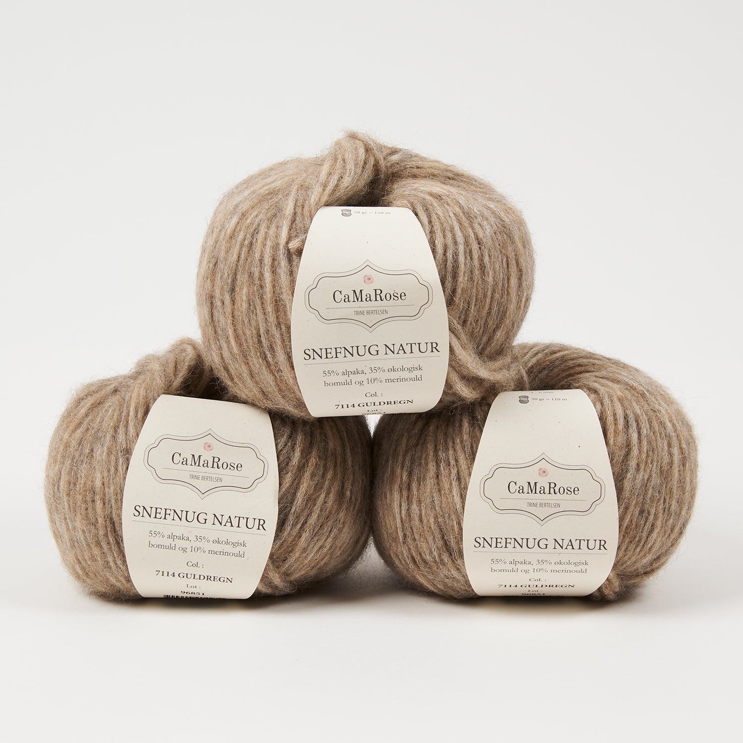 CaMaRose SNEFNUG NATUR - GULDREGN Alpaca Cotton Merino wool Aran brown Yarn