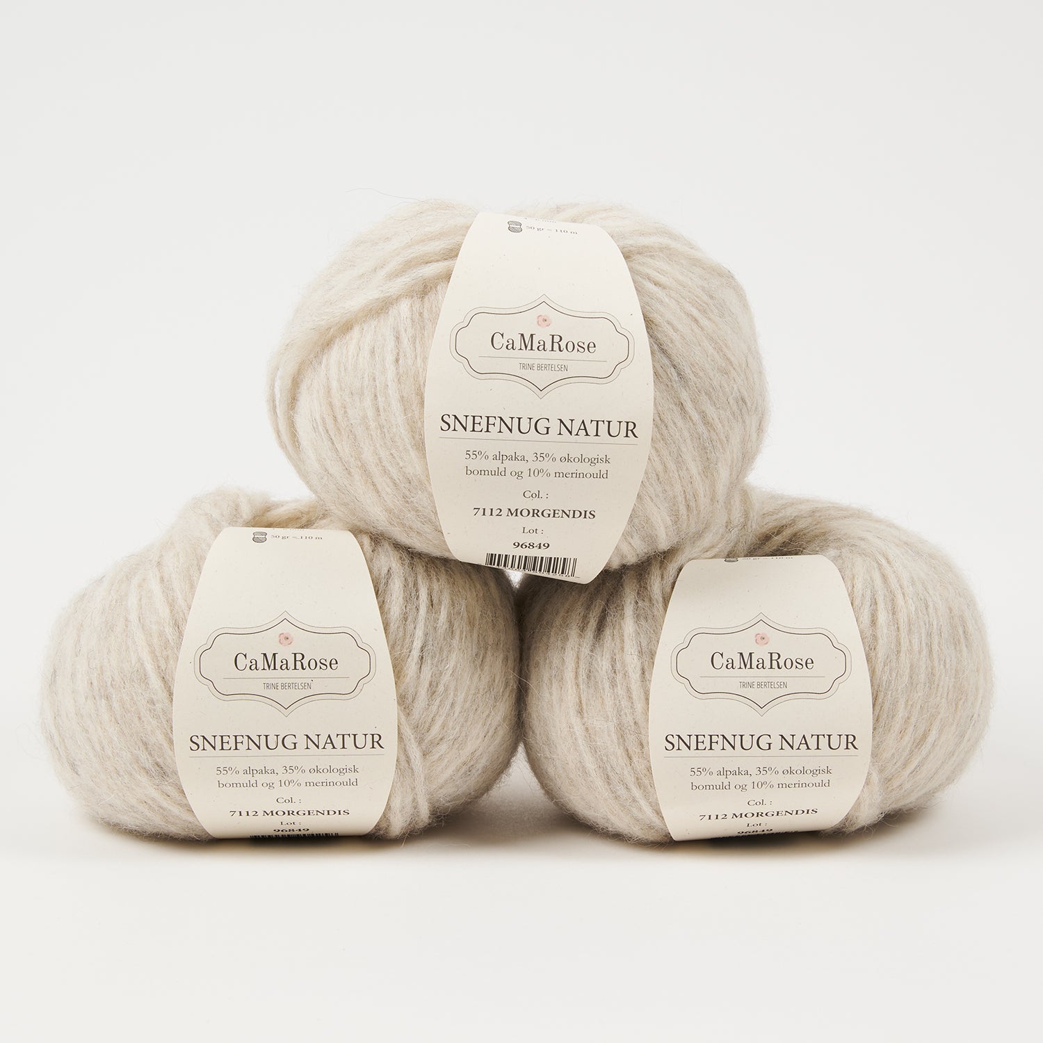 CaMaRose SNEFNUG NATUR - MORGENDIS Alpaca Cotton Merino wool Aran beige cream Yarn