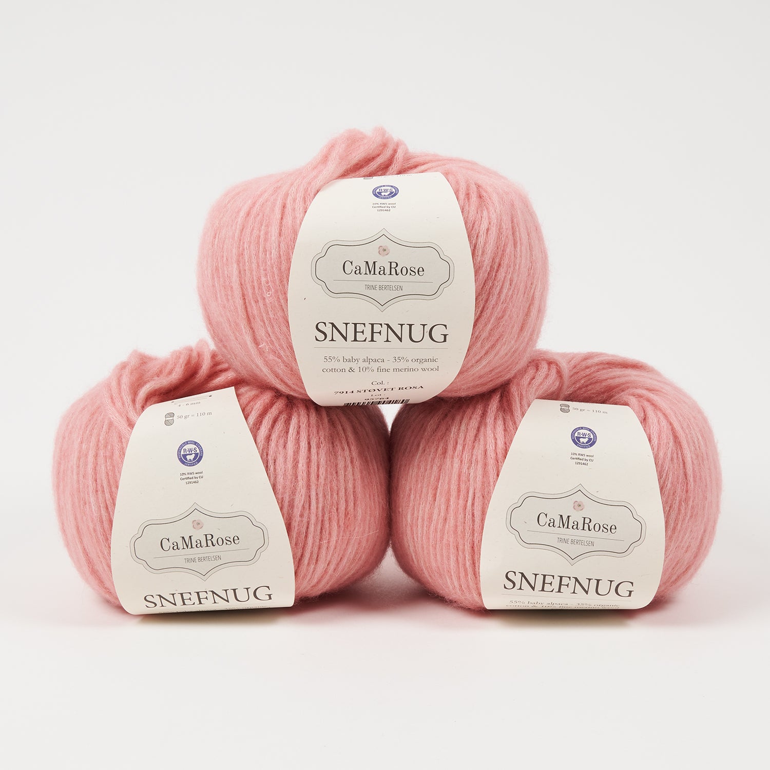 CaMaRose SNEFNUG - STØVET ROSA Alpaca Cotton Merino wool Aran pink Yarn