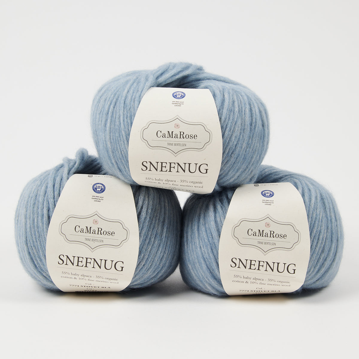 CaMaRose SNEFNUG - STØVET BLÅ Alpaca Cotton Merino wool Aran blue Yarn