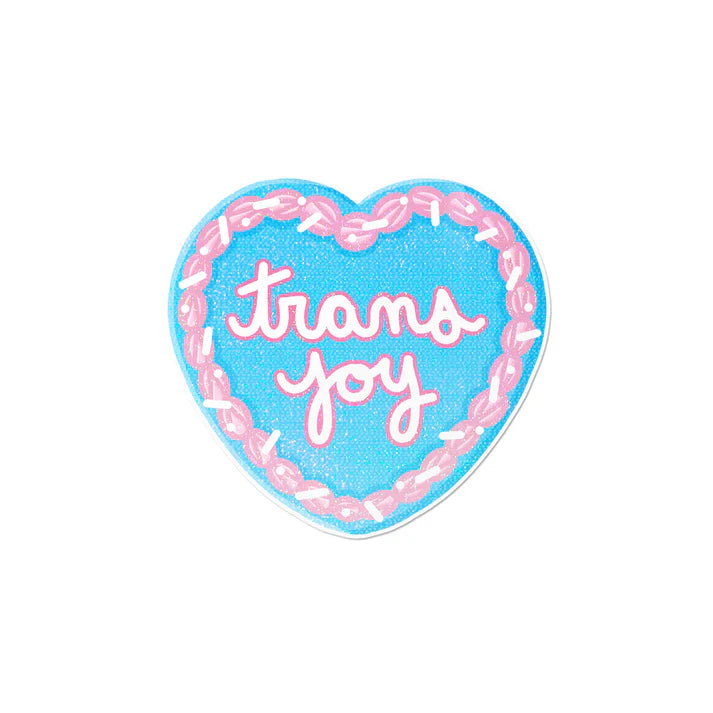 HOLOGRAPHIC TRANSGENDER HEART CAKE STICKER