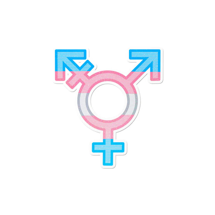 HOLOGRAPHIC TRANSGENDER SYMBOL STICKER