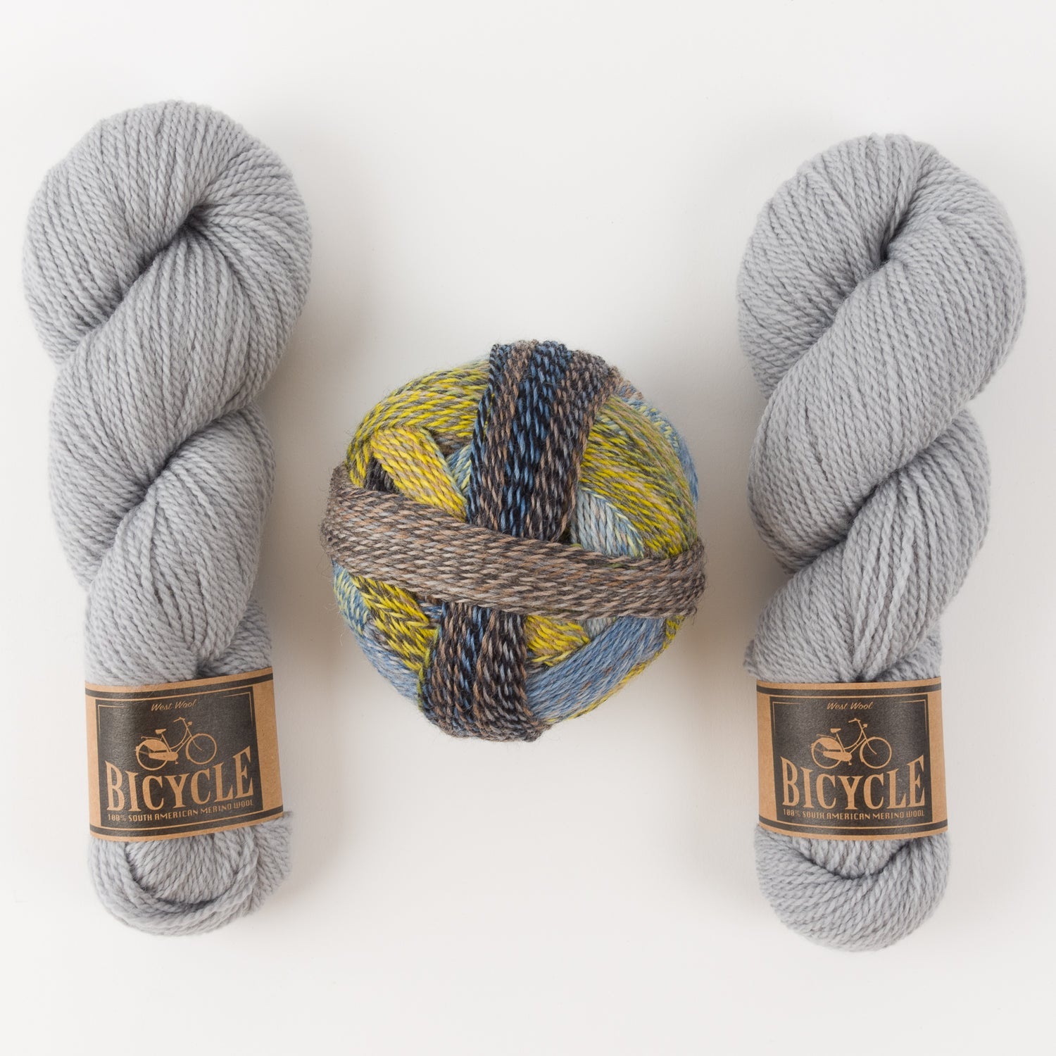 Schoppel-Wolle WESTKNITS KIT - TIMED SKIES Wool Nylon Merino wool Light Fingering Fingering multicolour grey yellow Westknits Kits