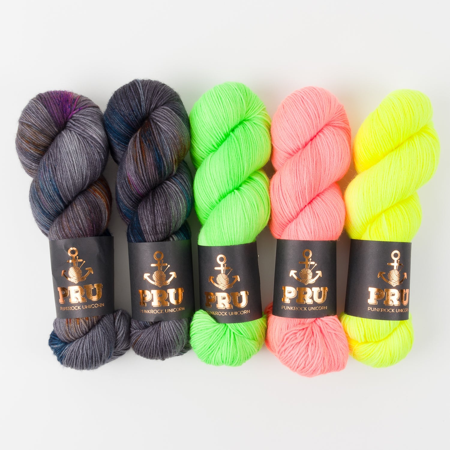 Punk Rock Unicorn WESTKNITS KIT - SUNNY GORILLA Merino wool Nylon Fingering neon grey green yellow pink Westknits Kits