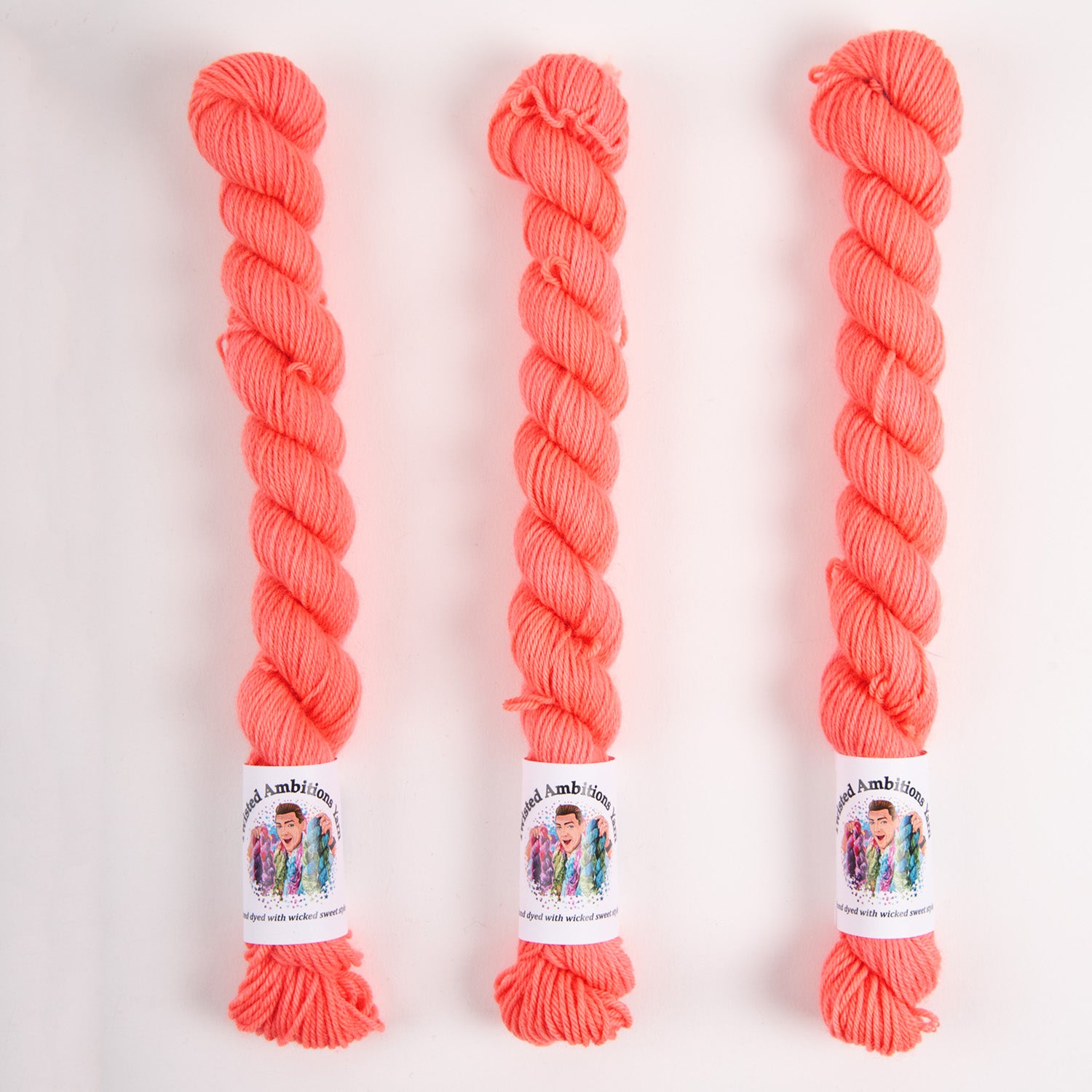 Twisted Ambitions SWEET SOCK MINI - SUNRISE Merino wool Nylon Fingering neon coral Yarn