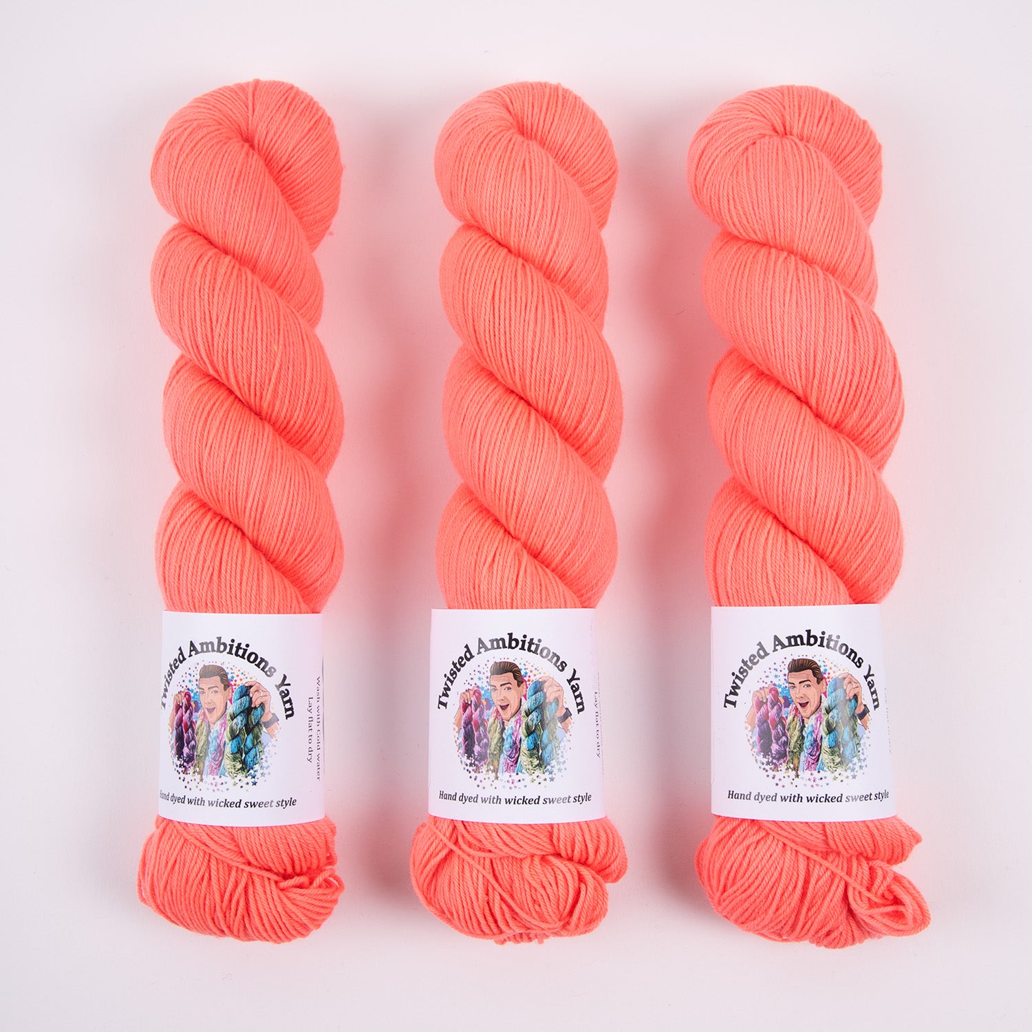 Twisted Ambitions SWEET SOCK - SUNRISE Merino wool Nylon Fingering neon coral Yarn