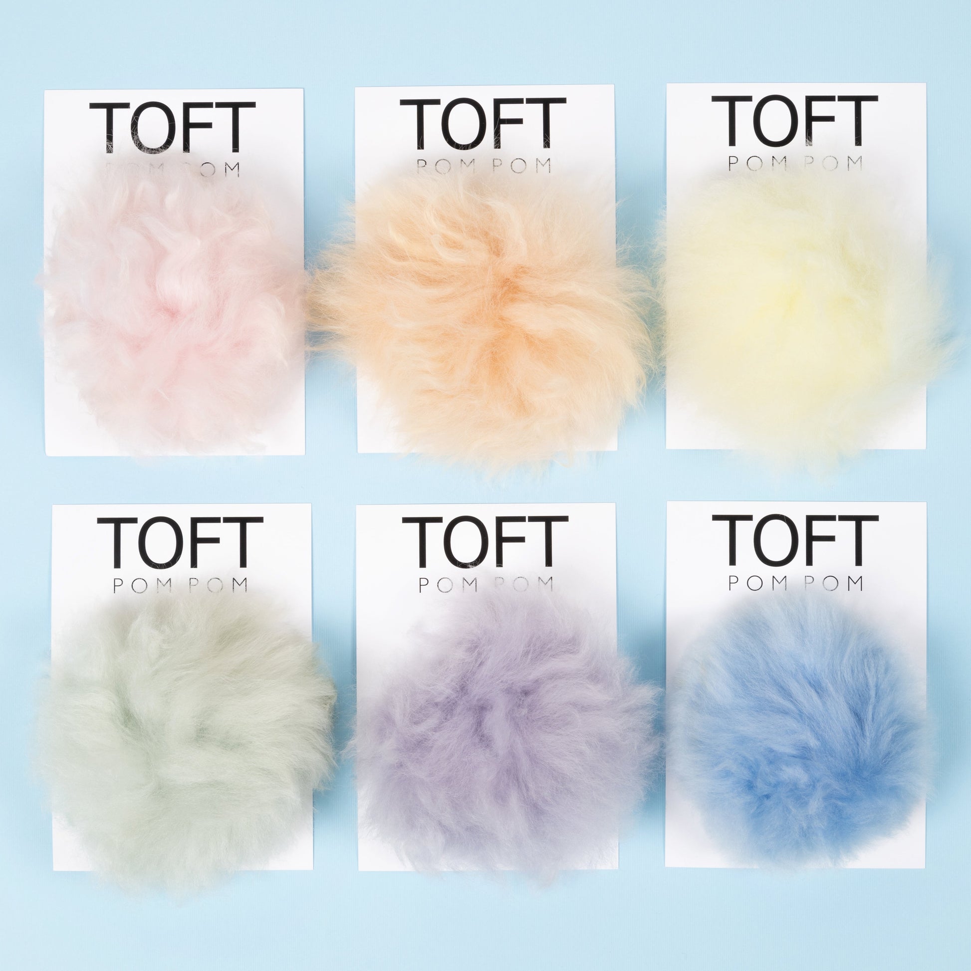 Toft ALPACA POM POMS - PASTEL coral purple yellow blue green pink Sundries