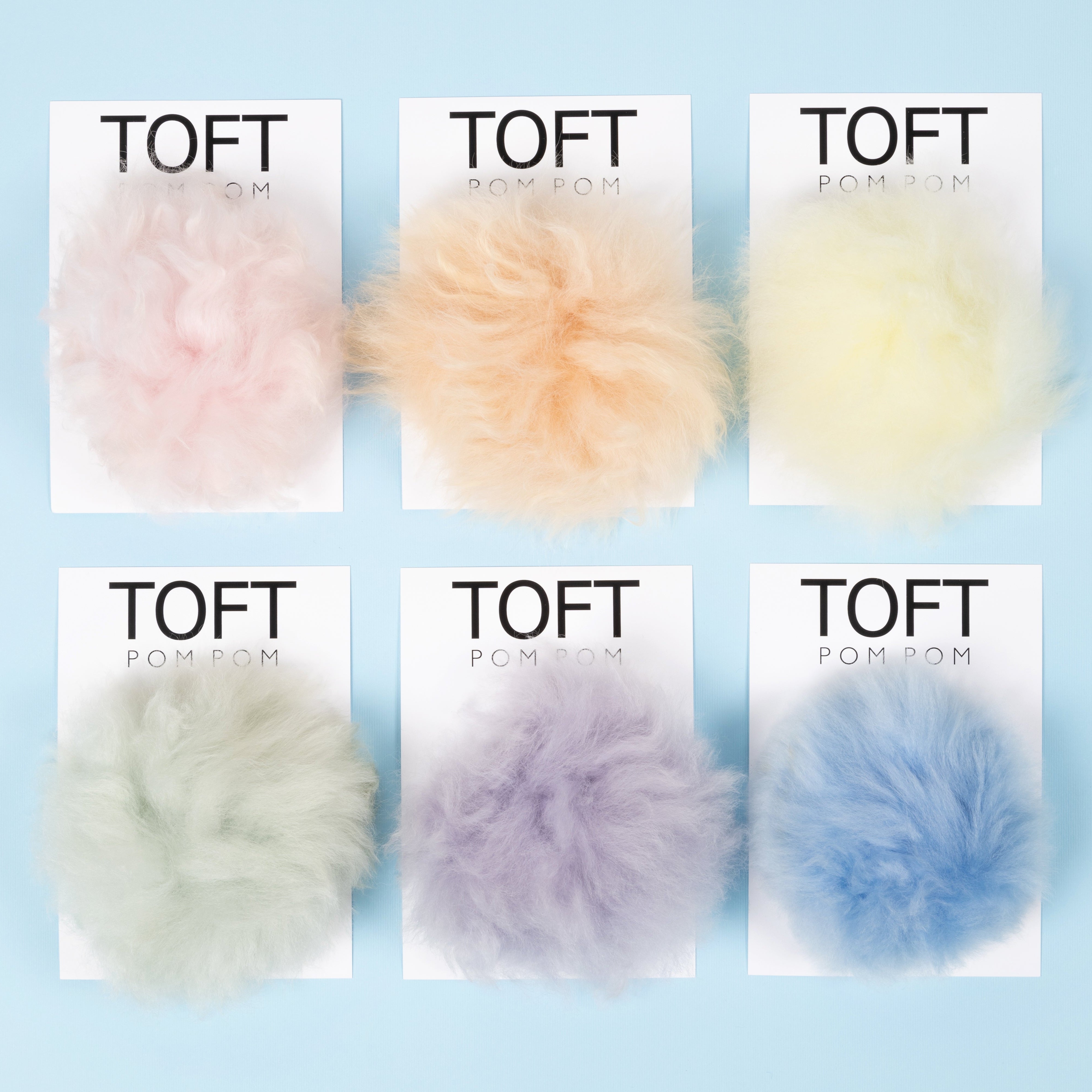Toft ALPACA POM POMS - PASTEL coral purple yellow blue green pink Sundries