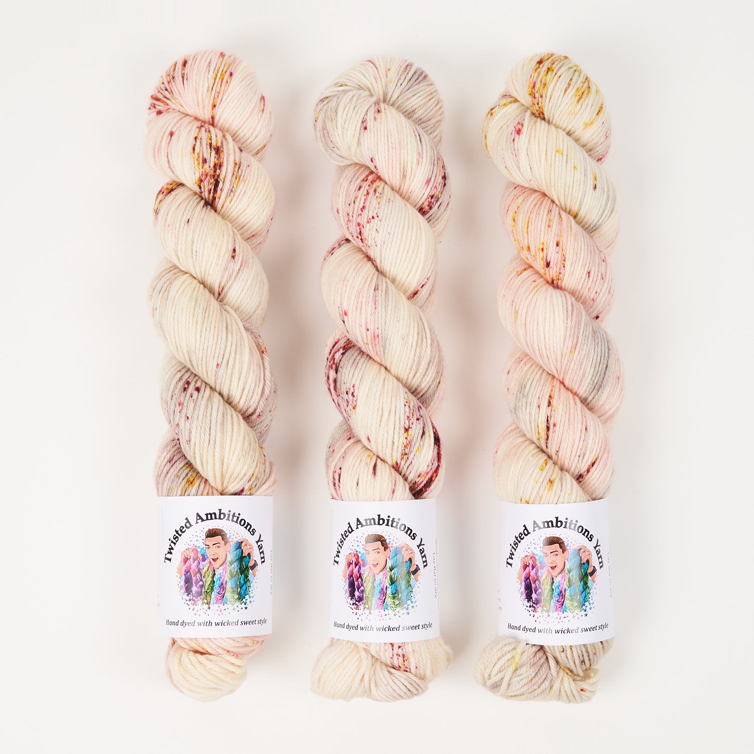 Twisted Ambitions WICKED DK - CANDIED Merino wool DK multicolour cream Yarn
