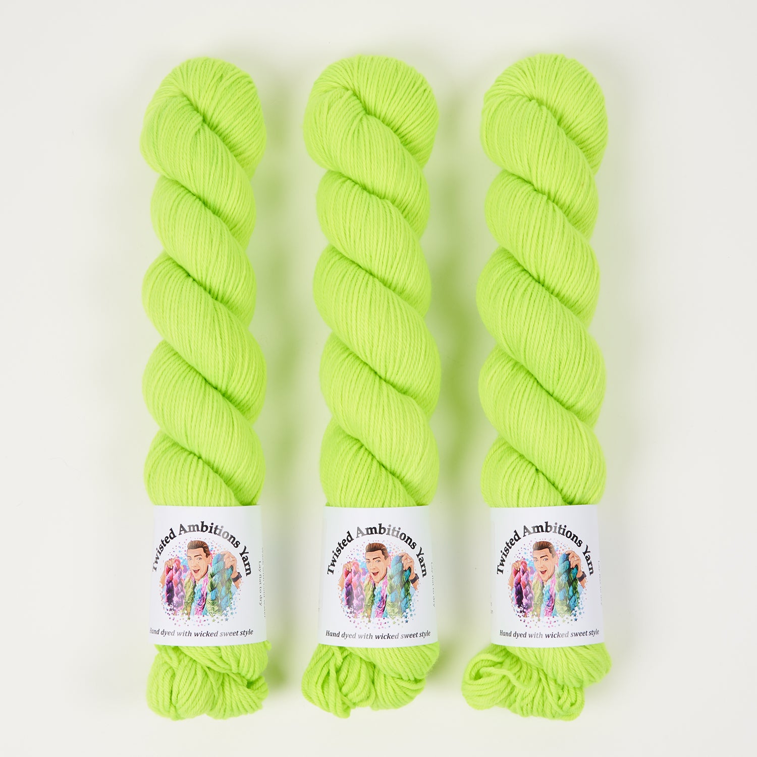 Twisted Ambitions WICKED DK - SCREAM Merino wool DK neon green Yarn