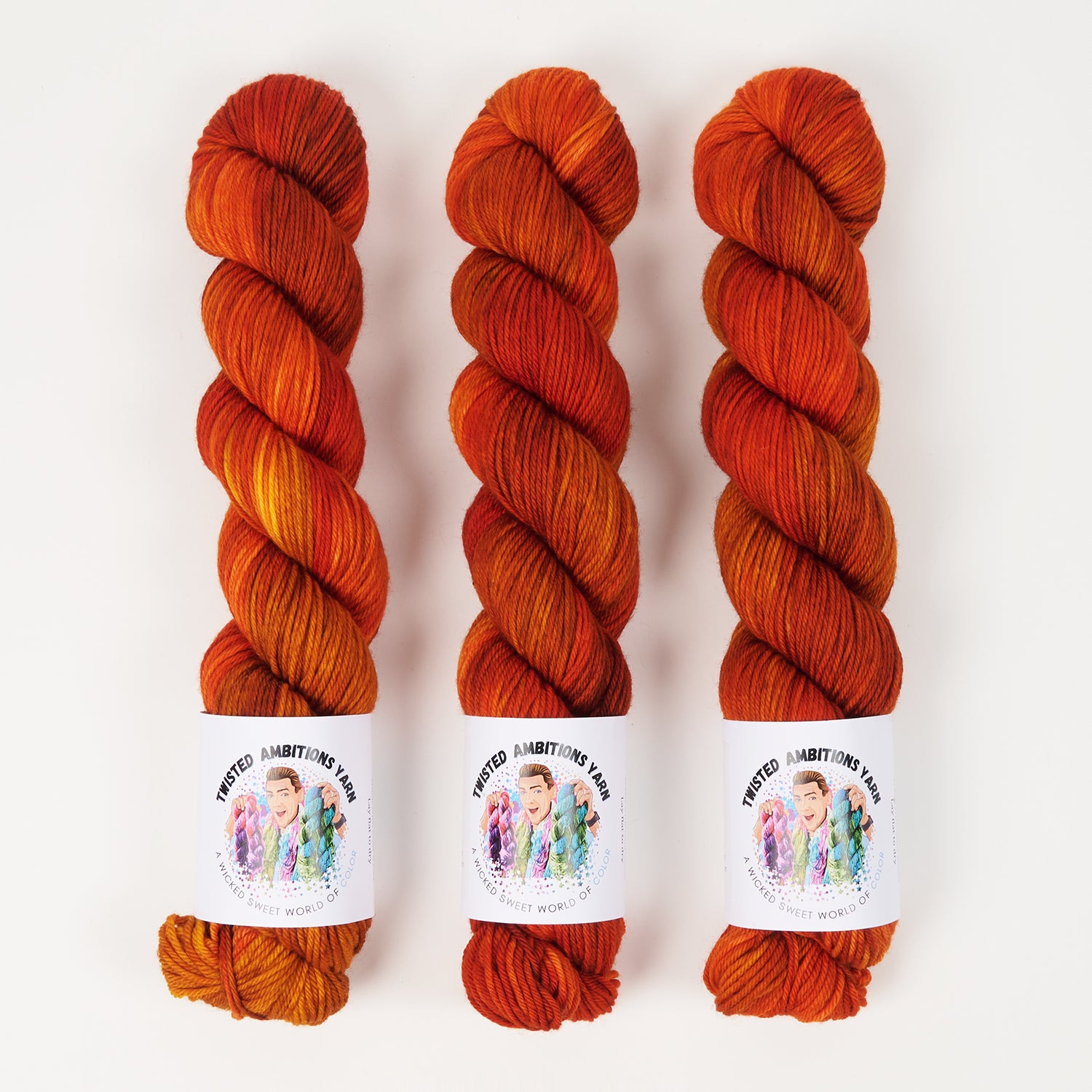 Twisted Ambitions WICKED DK - SUNSET Merino wool DK red Yarn