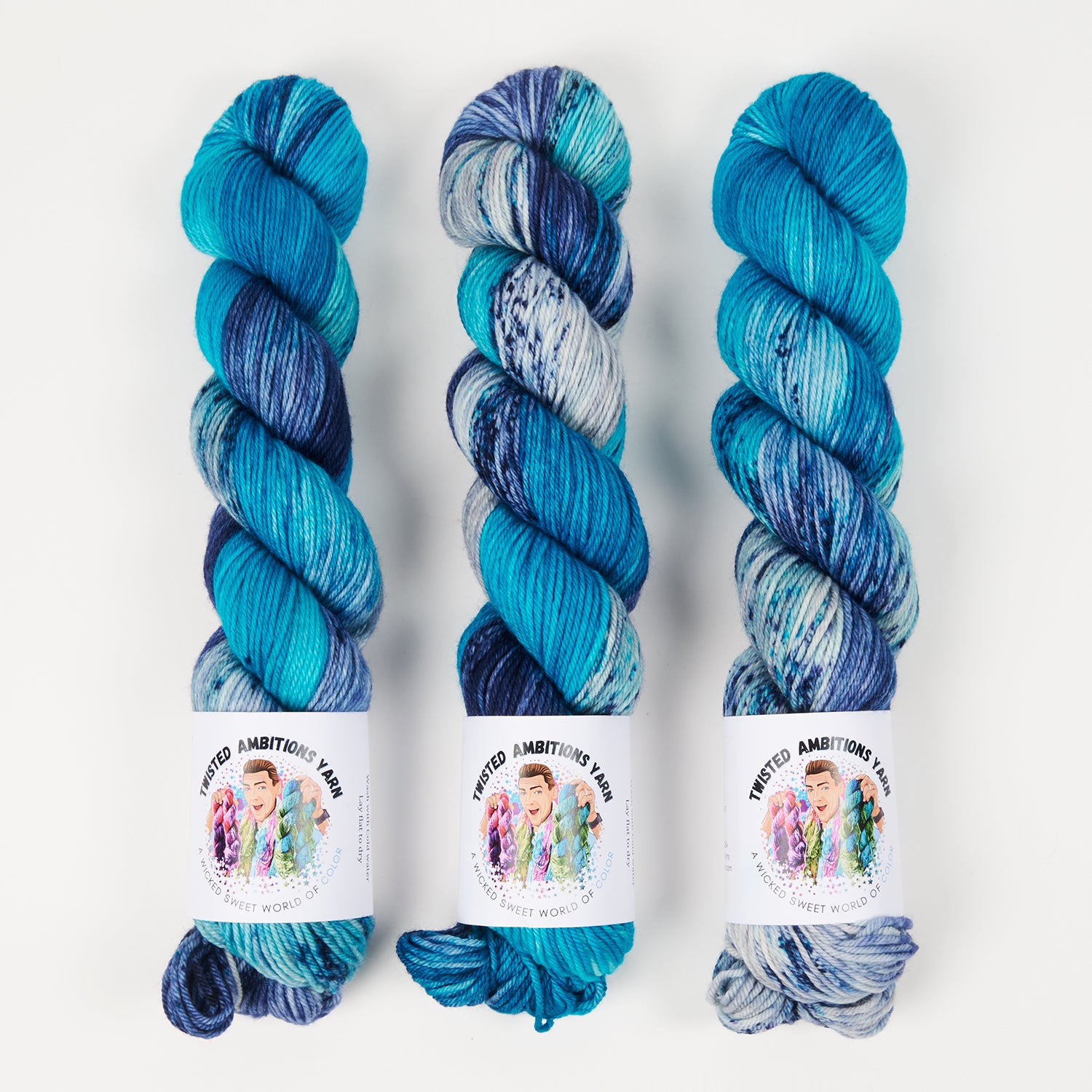 Twisted Ambitions WICKED DK - WATERFALL Merino wool DK blue Yarn