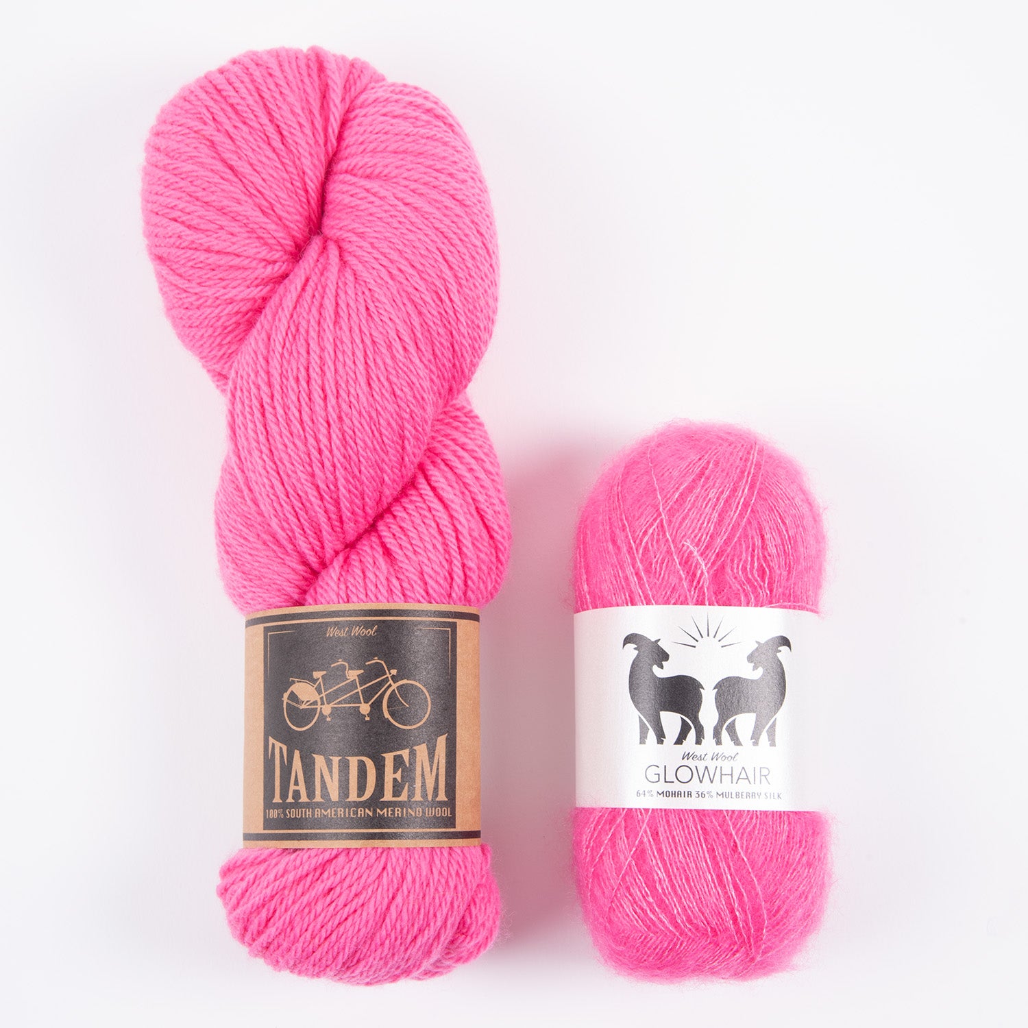 West Wool WESTKNITS KIT - TAFFY MOHAIR MATCH DK Mohair Silk Merino wool Lace DK pink fuchsia Westknits Kits