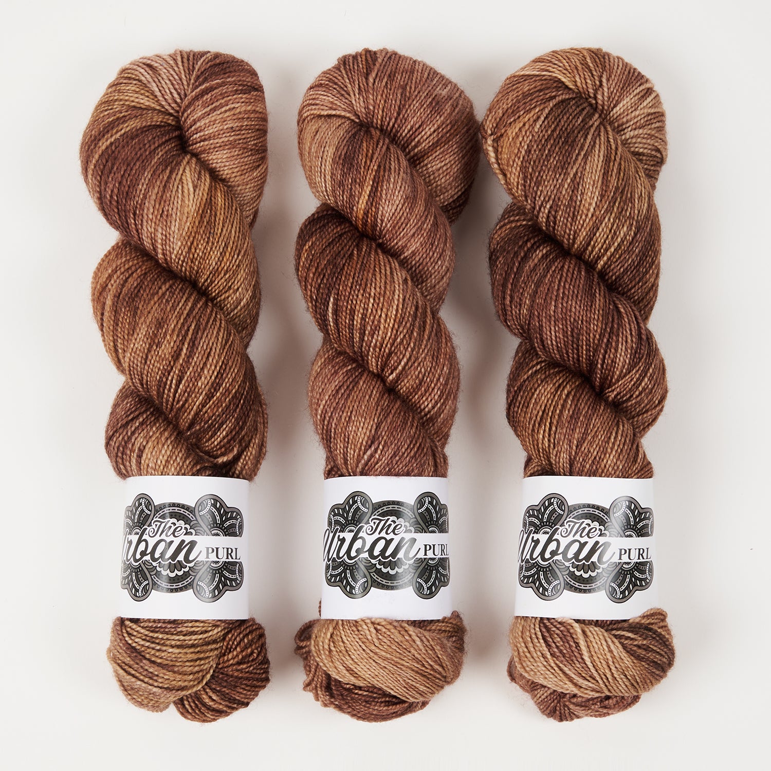 The Urban Purl LUX HI TWIST - CONKER Merino wool Silk Fingering brown Yarn
