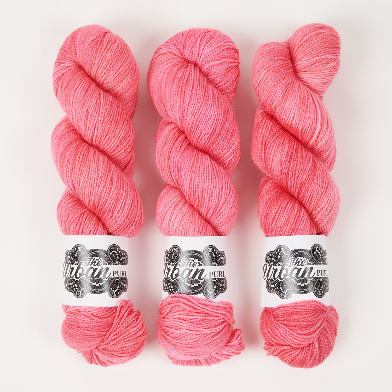 The Urban Purl LUX HI TWIST - PINK SODA Merino wool Silk Fingering pink Yarn