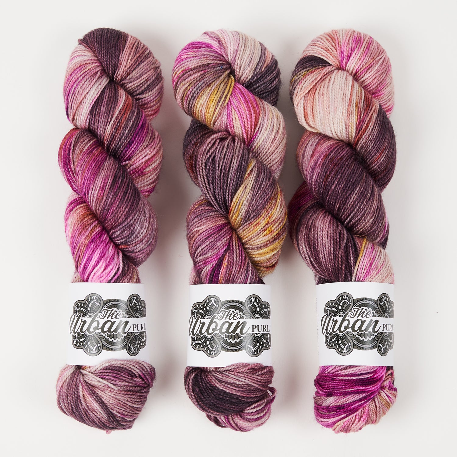 The Urban Purl LUX HI TWIST - SHANGRI LA Merino wool Silk Fingering pink Yarn