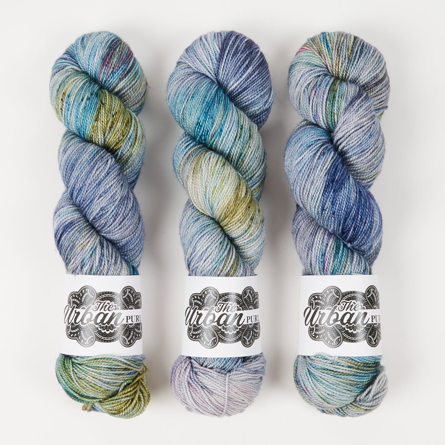 The Urban Purl LUX HI TWIST - WET WEEKEND Merino wool Silk Fingering blue Yarn