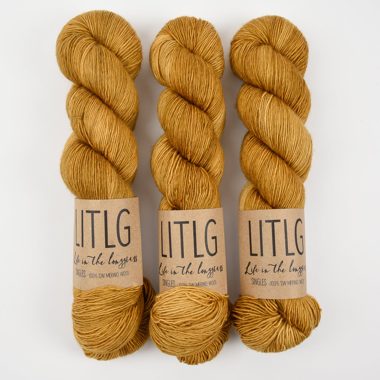 Life in The Long Grass LITLG SINGLES - TOFFEE Merino wool Fingering yellow Yarn