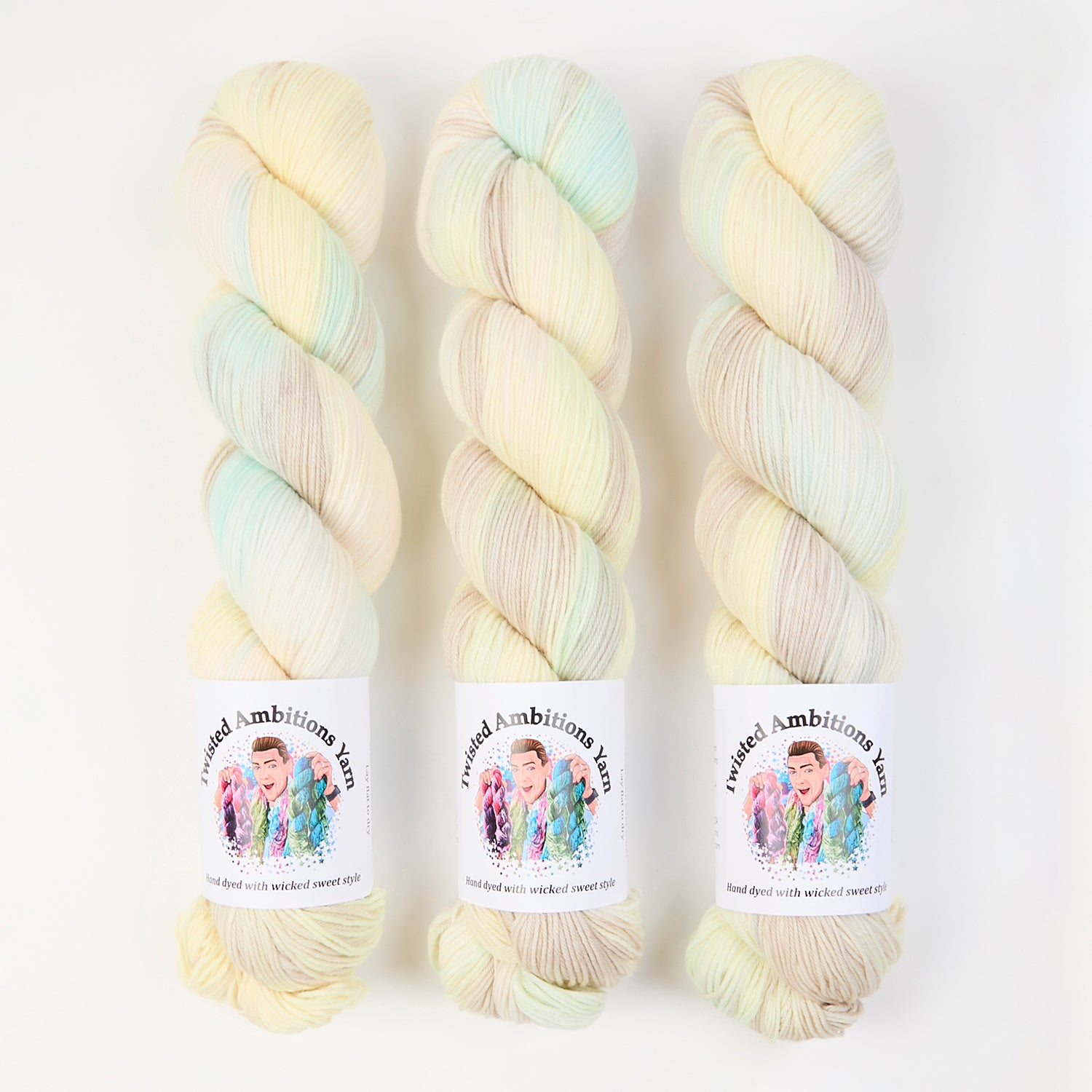 Twisted Ambitions SWEET SOCK - BEACH WALK Merino wool Nylon Fingering yellow Yarn