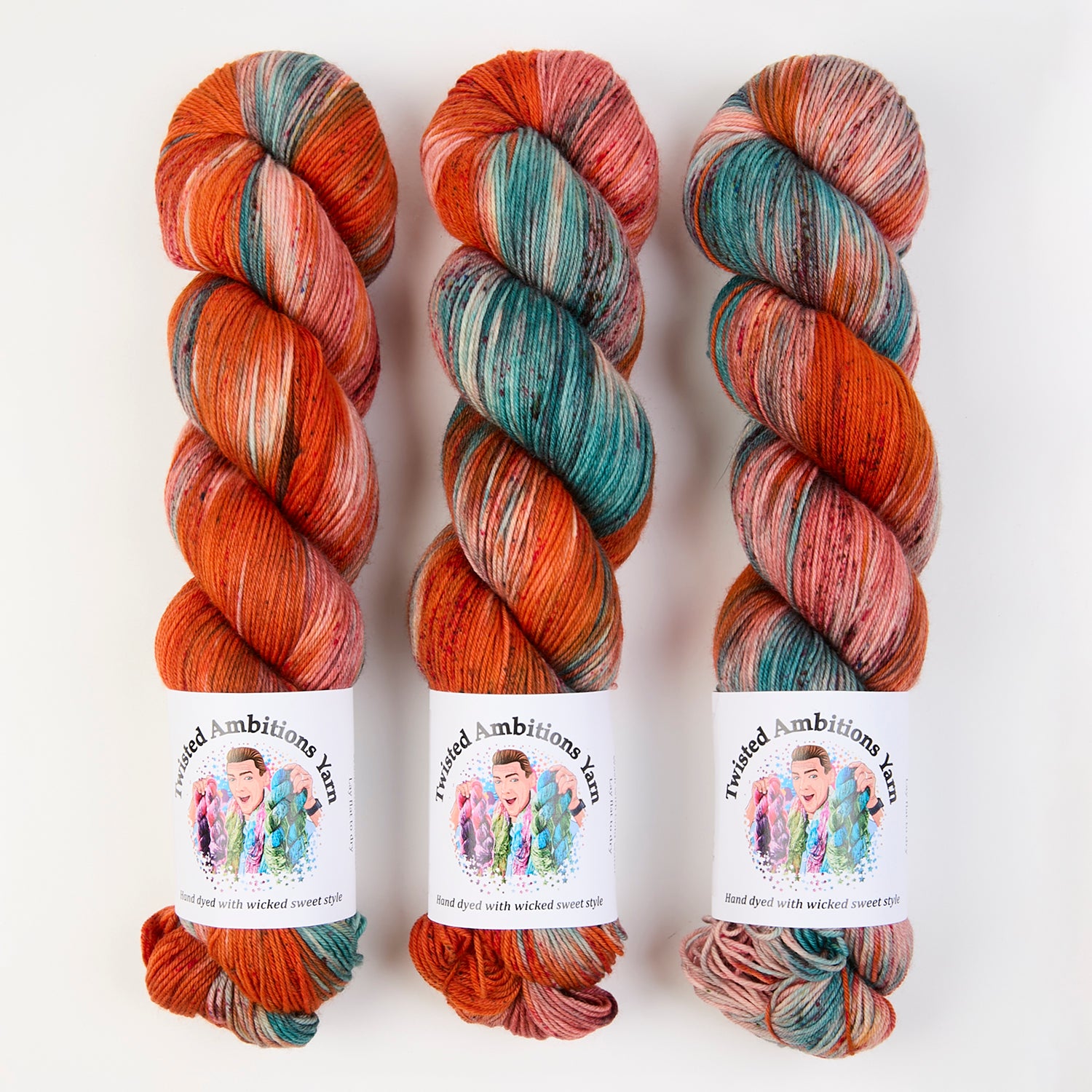 Twisted Ambitions SWEET SOCK - BEND DOWN LOW Merino wool Nylon Fingering orange red multicolour Yarn