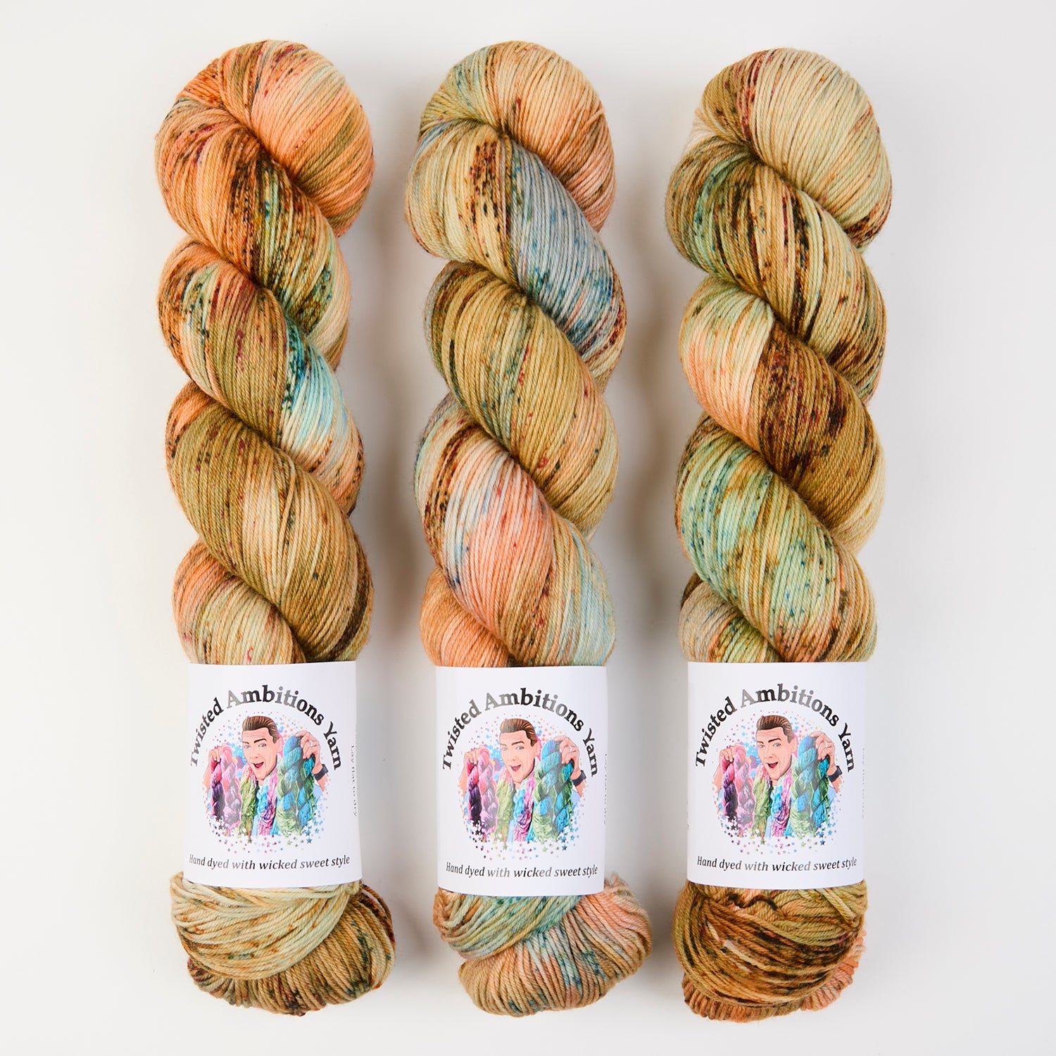 Twisted Ambitions SWEET SOCK - EDGE GLORY Merino wool Nylon Fingering yellow orange beige Yarn
