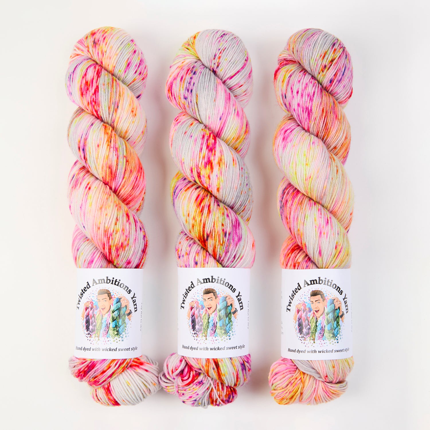 Twisted Ambitions SWEET SOCK - HOT BOY SUMMER Merino wool Nylon Fingering multicolour pink Yarn
