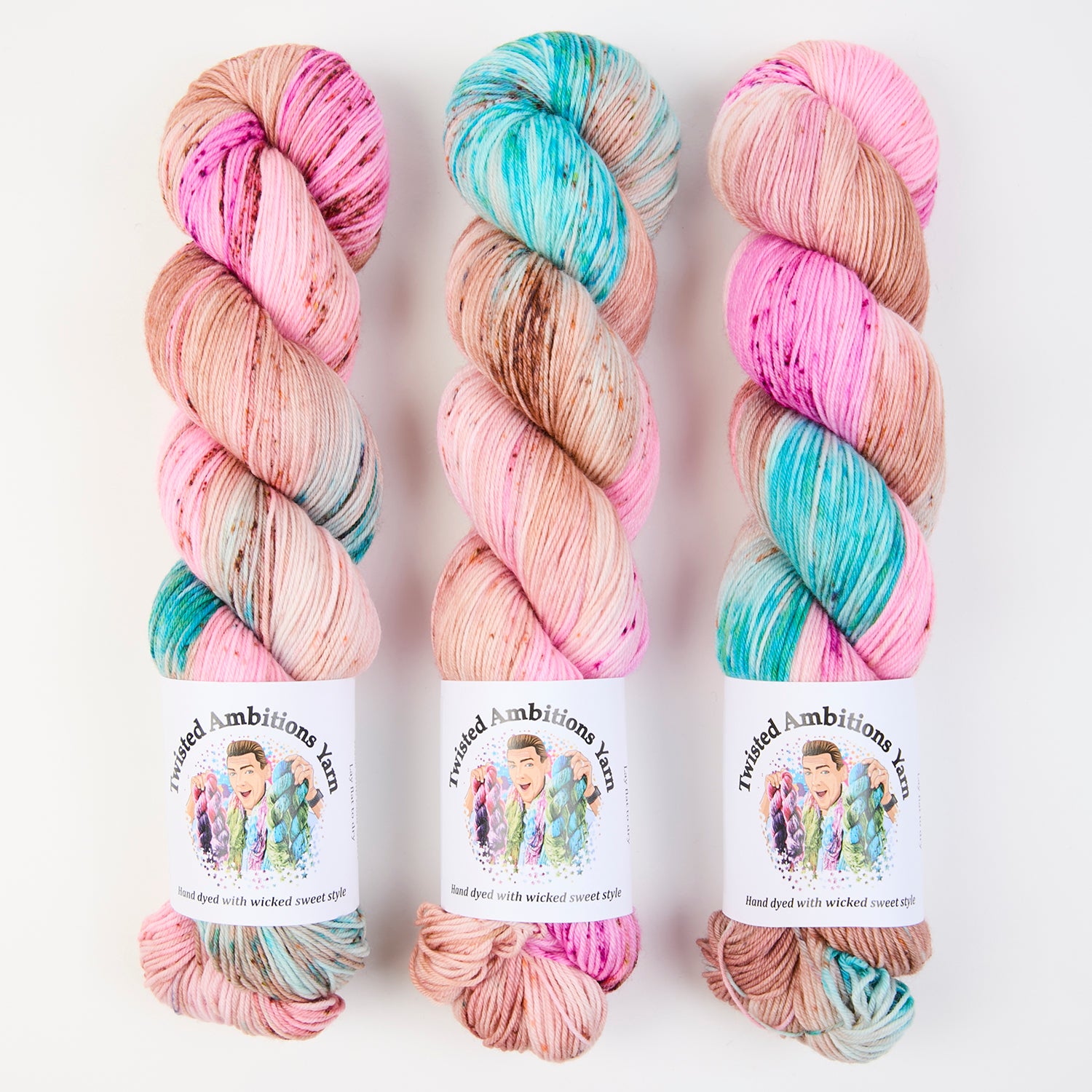 Twisted Ambitions SWEET SOCK - ISLAND IN THE SUN Merino wool Nylon Fingering multicolour pink Yarn