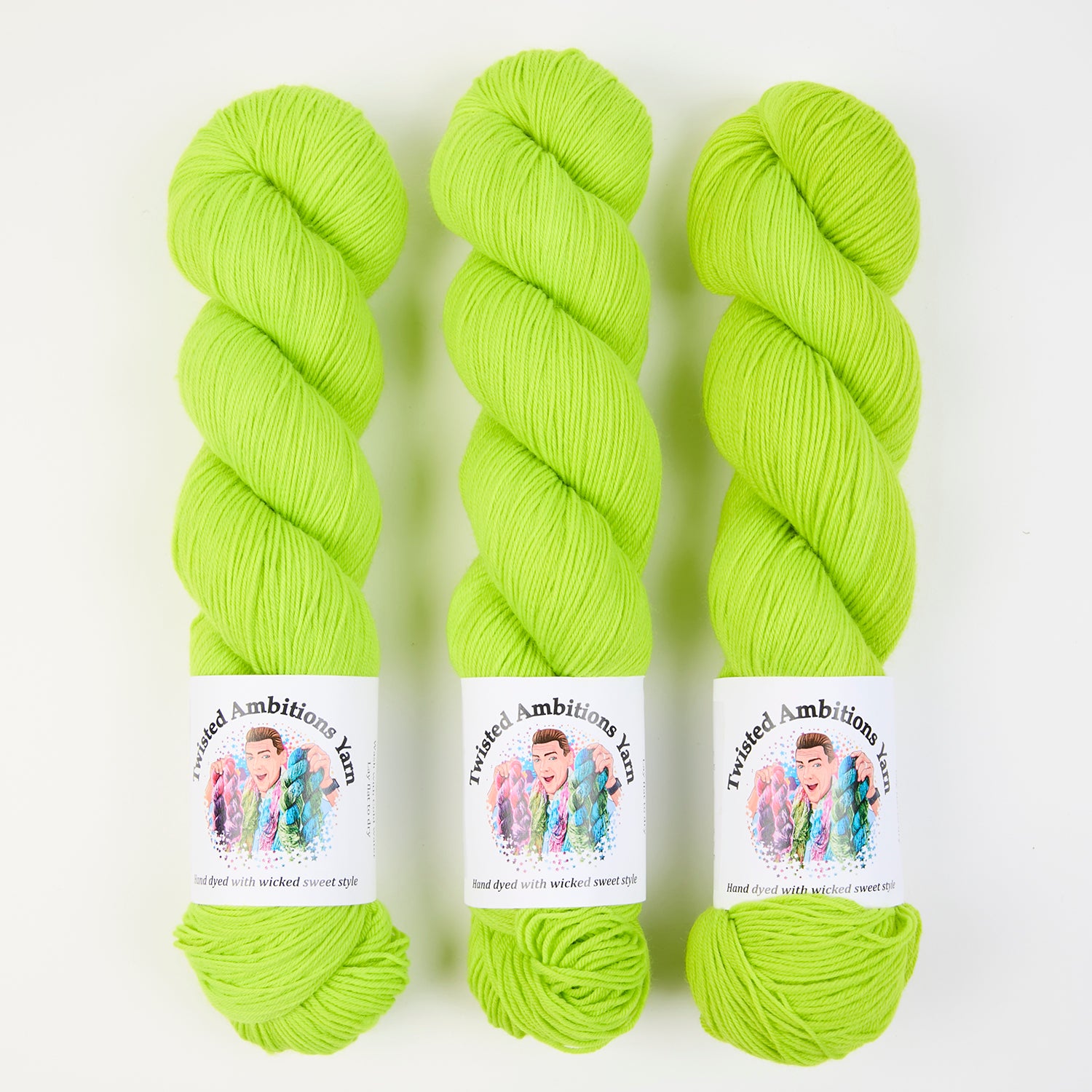 Twisted Ambitions SWEET SOCK - LIMETREUSE Merino wool Nylon Fingering green neon Yarn
