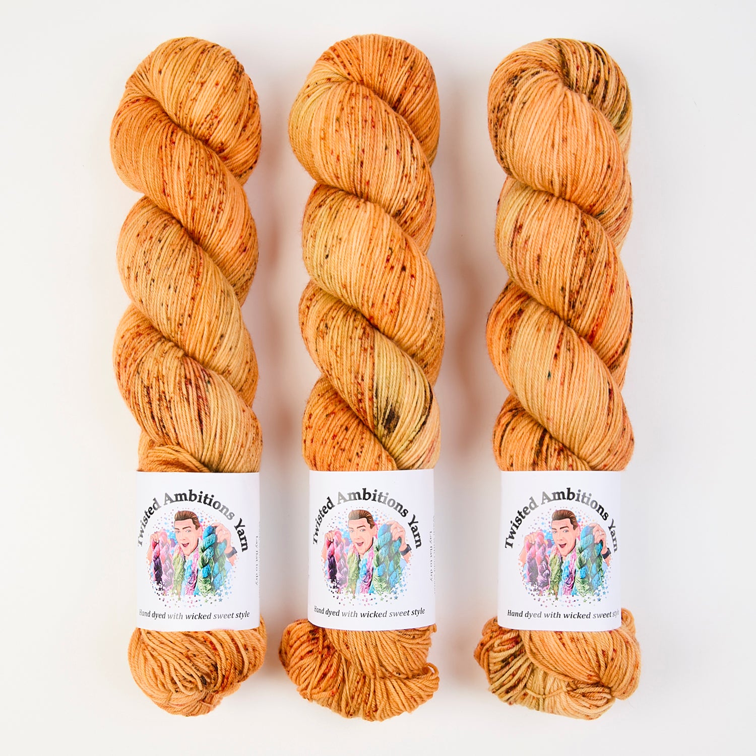 Twisted Ambitions SWEET SOCK - PUT A SMILE ON YOUR FACE Merino wool Nylon Fingering orange Yarn