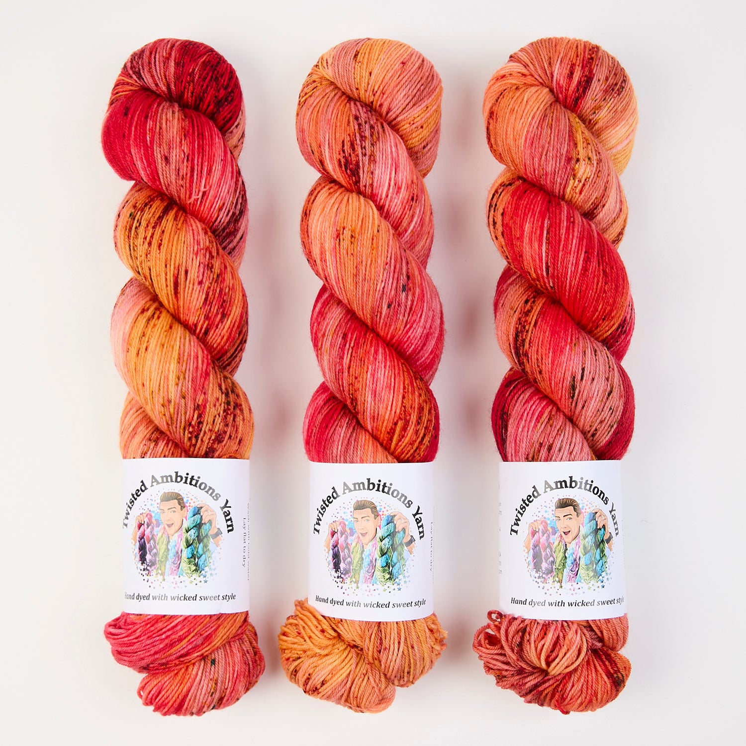 Twisted Ambitions SWEET SOCK - RESPECT MY YOUTH Merino wool Nylon Fingering red orange Yarn