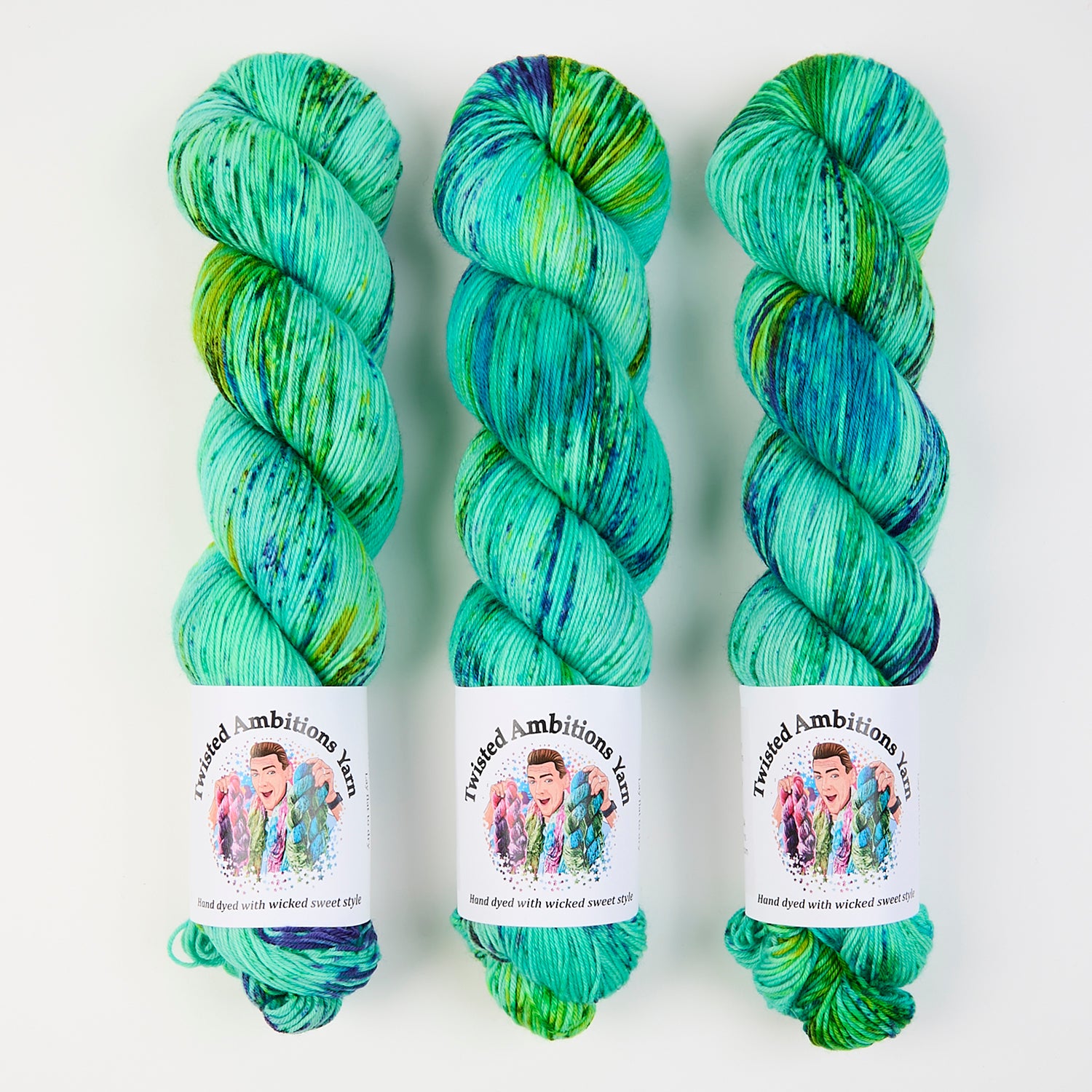 Twisted Ambitions SWEET SOCK - SATISFY MY SOUL Merino wool Nylon Fingering green turquoise Yarn