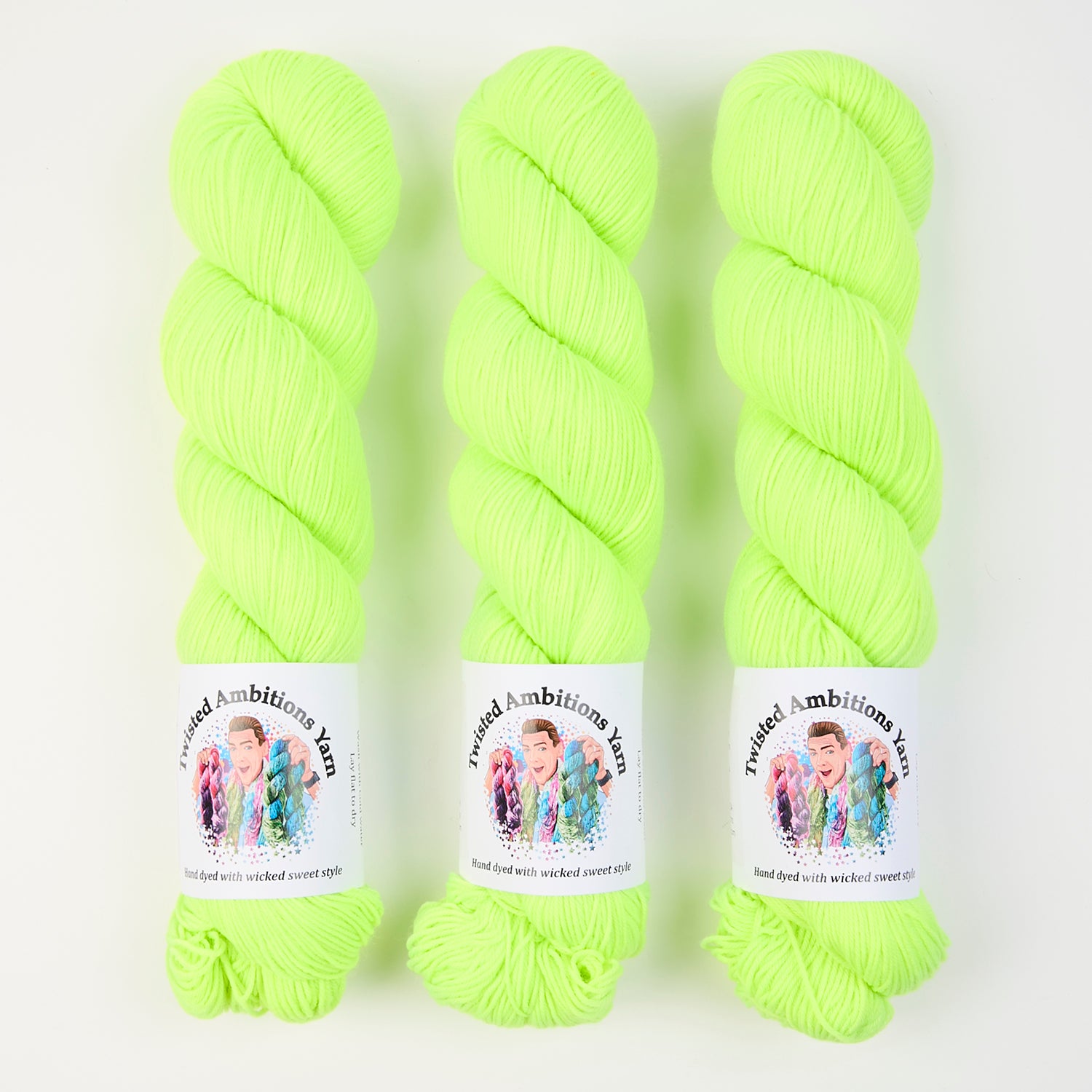 Twisted Ambitions SWEET SOCK - SCREAM Merino wool Nylon Fingering neon yellow green Yarn