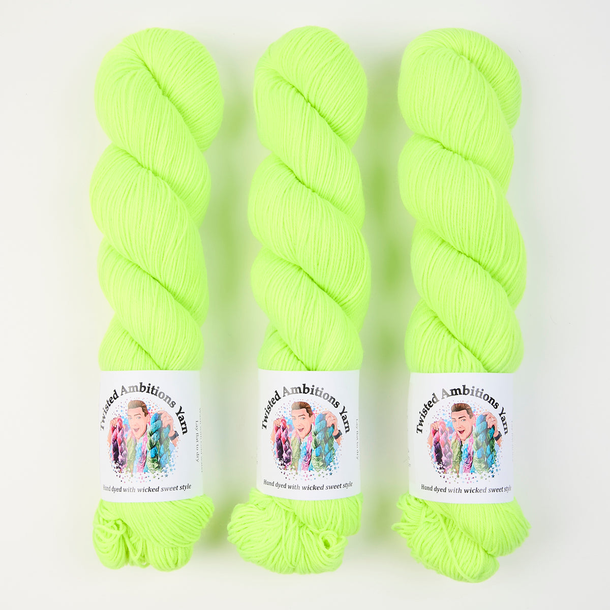 Twisted Ambitions SWEET SOCK - SCREAM Merino wool Nylon Fingering neon yellow green Yarn