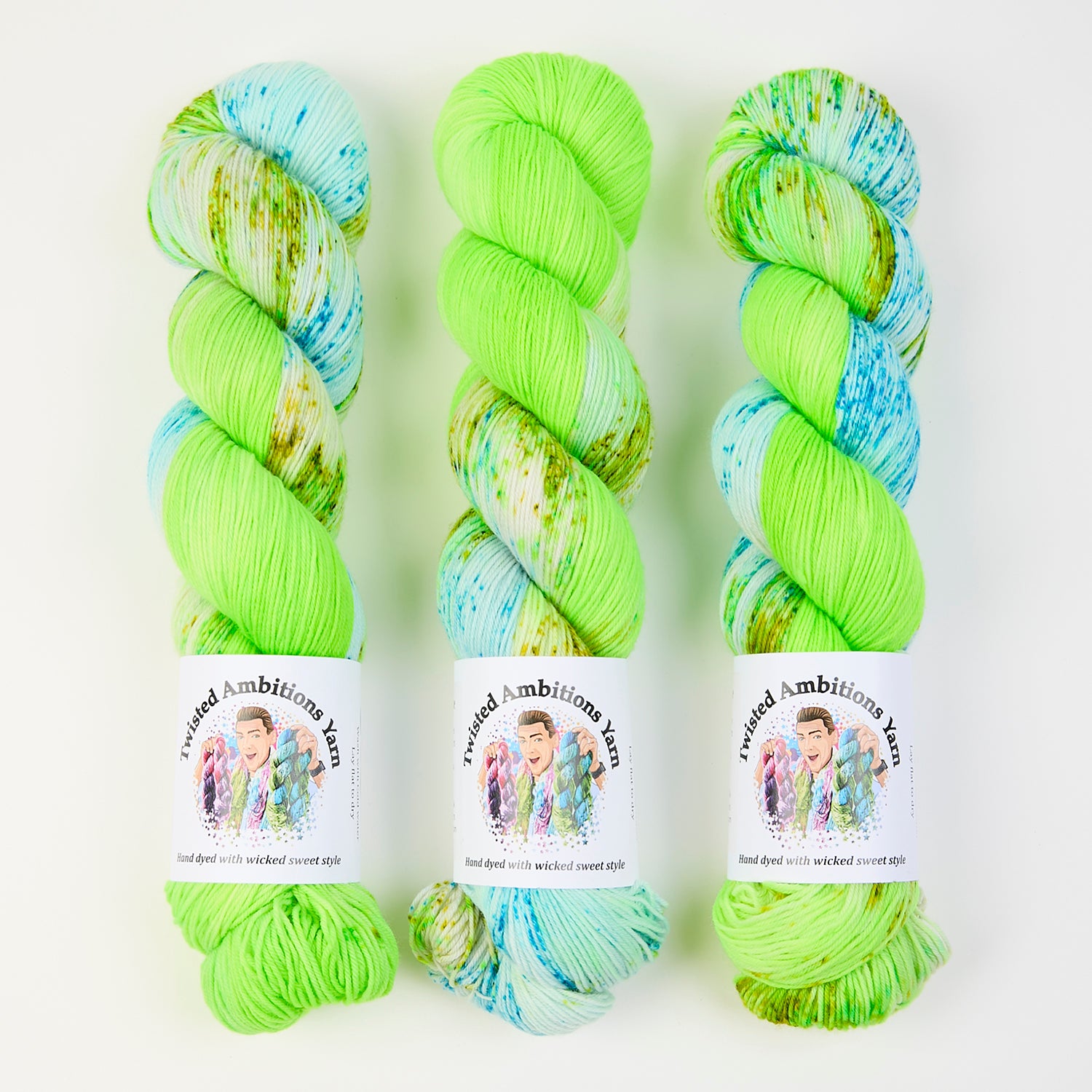 Twisted Ambitions SWEET SOCK - SEASONS OF LOVE Merino wool Nylon Fingering neon green Yarn