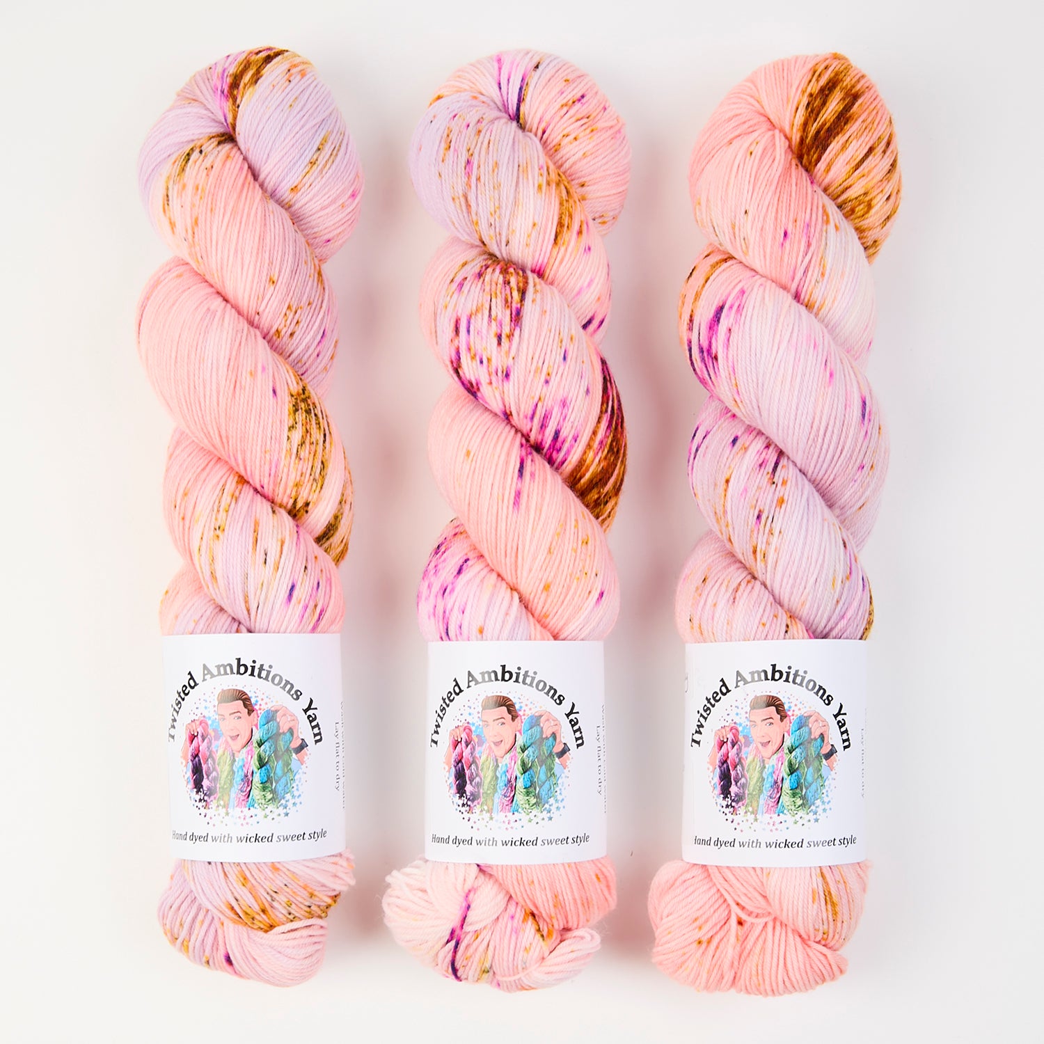 Twisted Ambitions SWEET SOCK - SUNSET IN JULY Merino wool Nylon Fingering pink Yarn