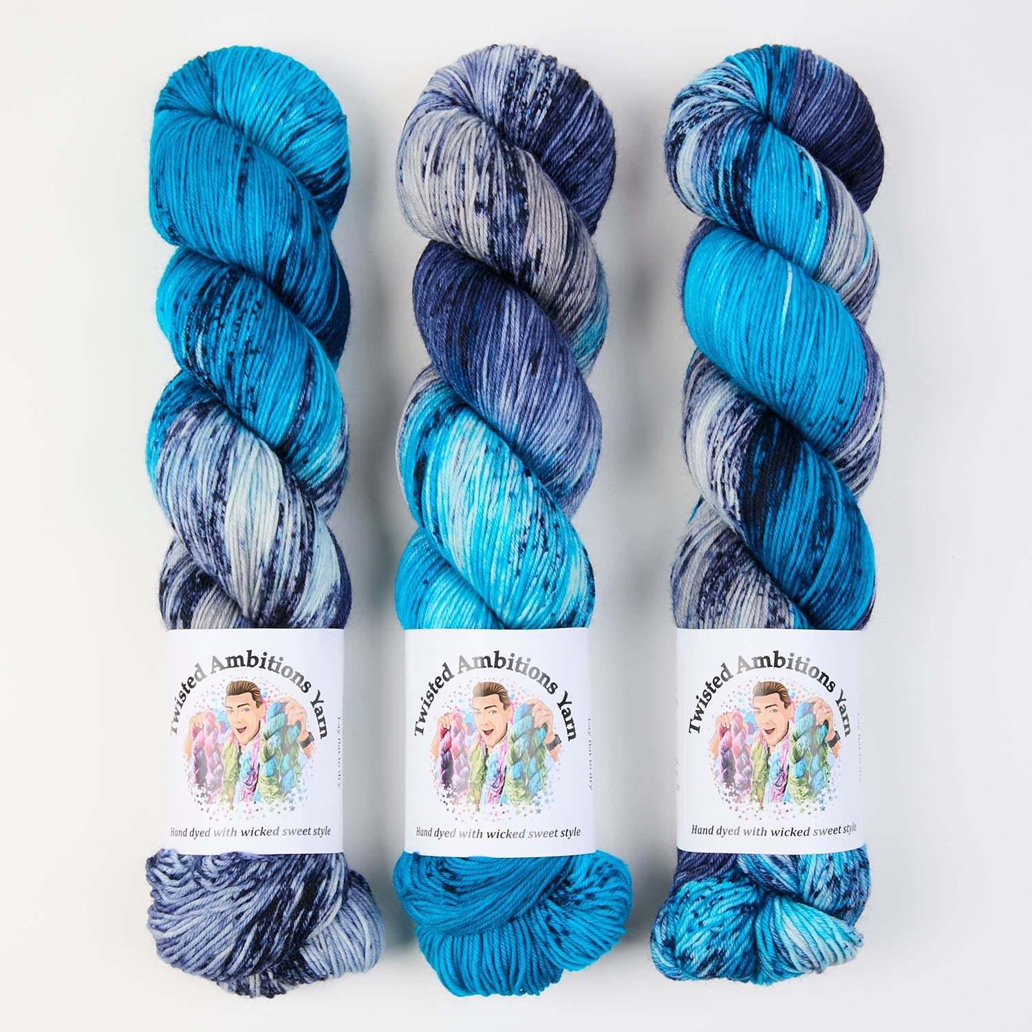 Twisted Ambitions SWEET SOCK - WATERFALL Merino wool Nylon Fingering blue Yarn