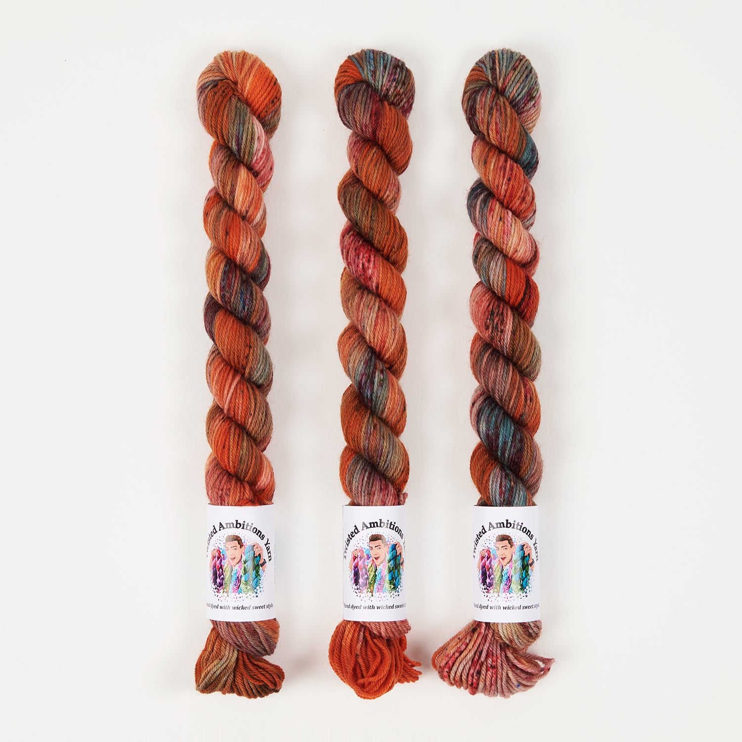 Twisted Ambitions SWEET SOCK MINI - BEND DOWN LOW Merino wool Nylon Fingering orange multicolour Yarn