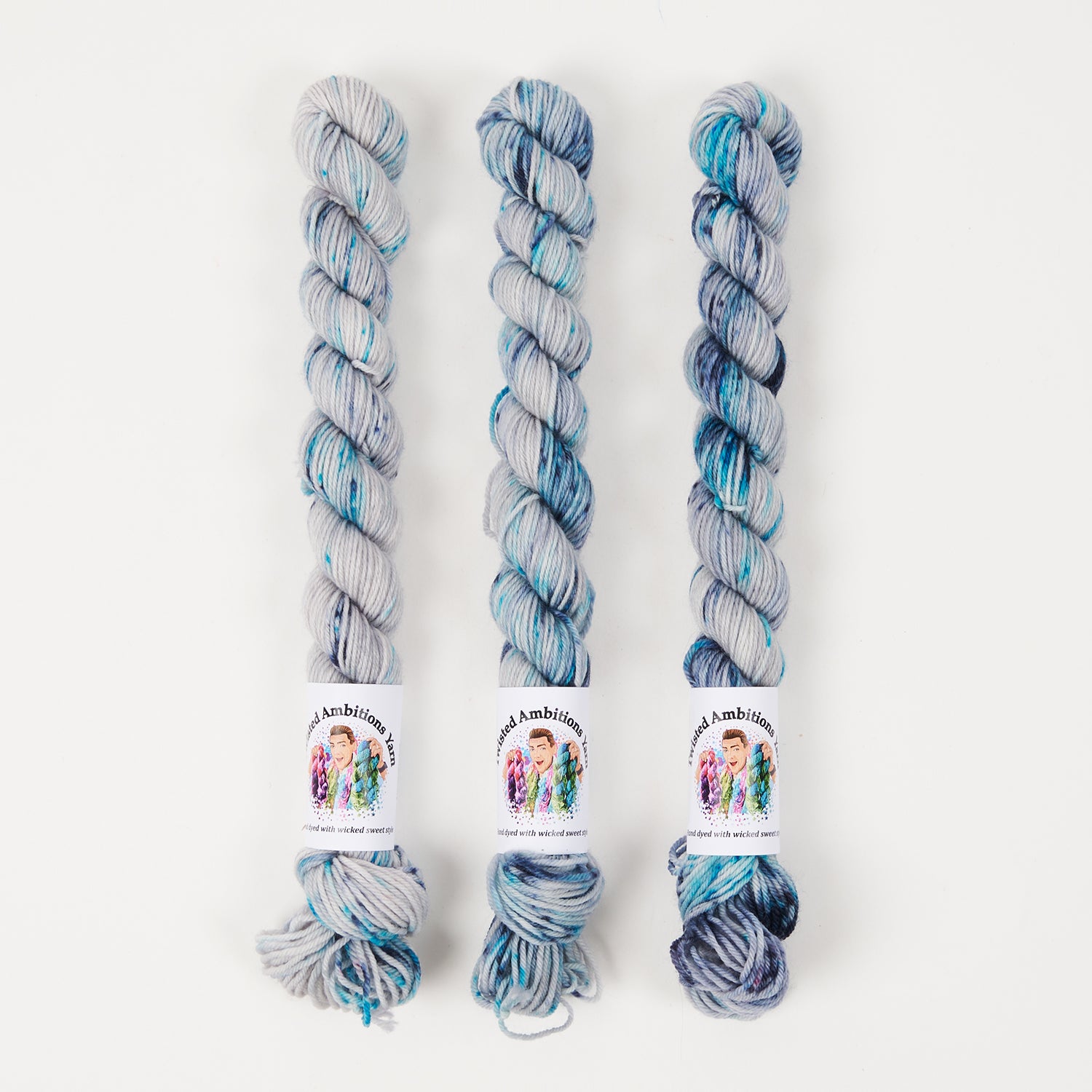 Twisted Ambitions SWEET SOCK MINI - BLIZZARD Merino wool Nylon Fingering blue Yarn