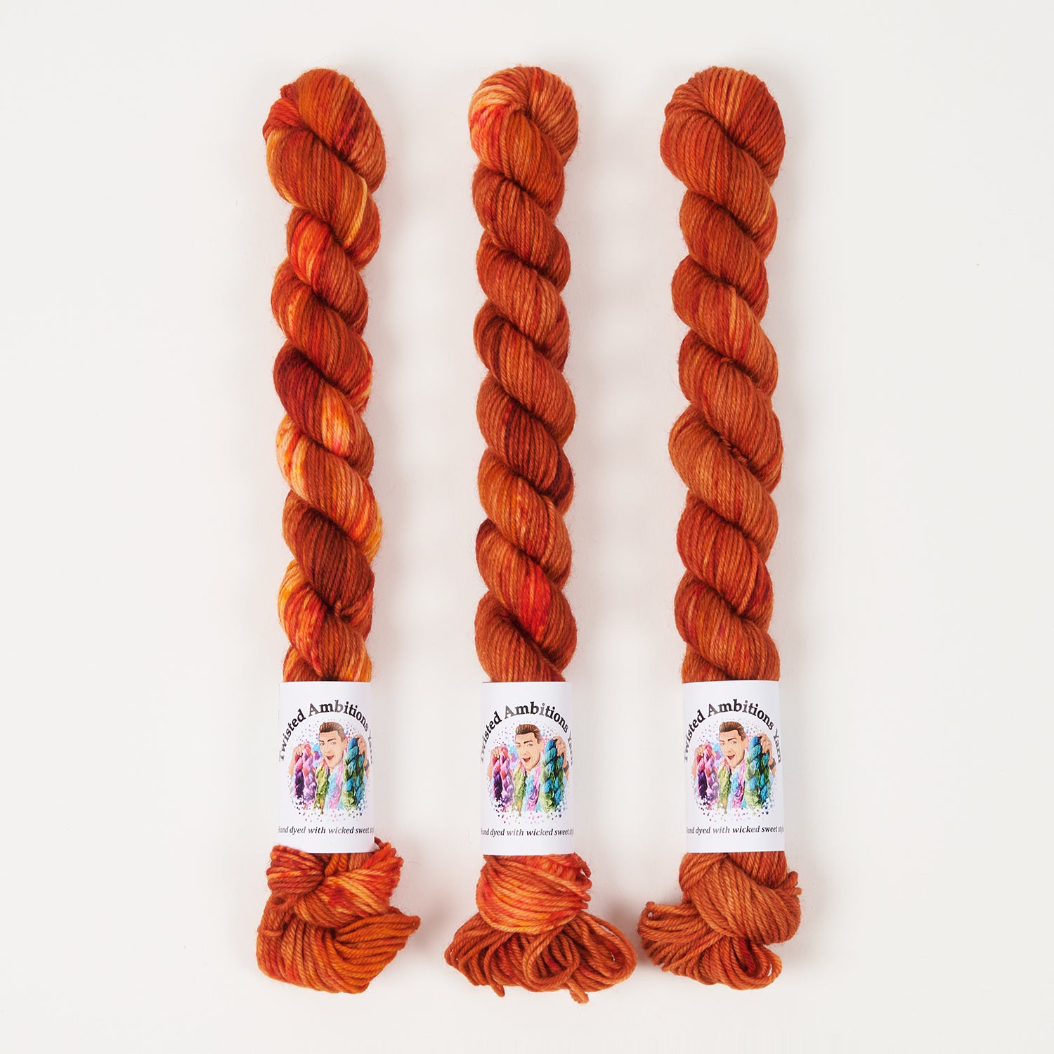 Twisted Ambitions SWEET SOCK MINI - BURN Merino wool Nylon Fingering red orange Yarn