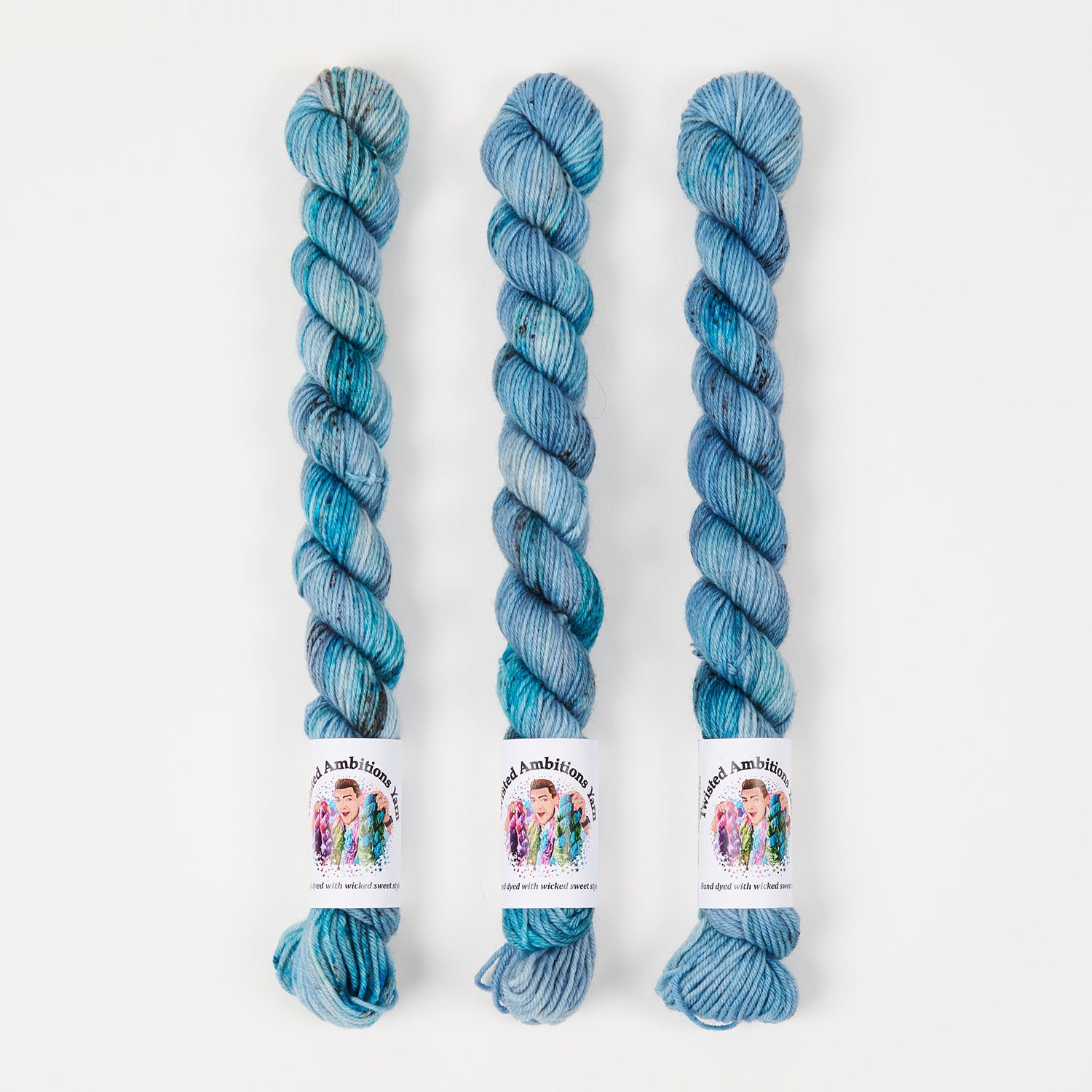 Twisted Ambitions SWEET SOCK MINI - DANCING IN THE MOONLIGHT Merino wool Nylon Fingering blue Yarn