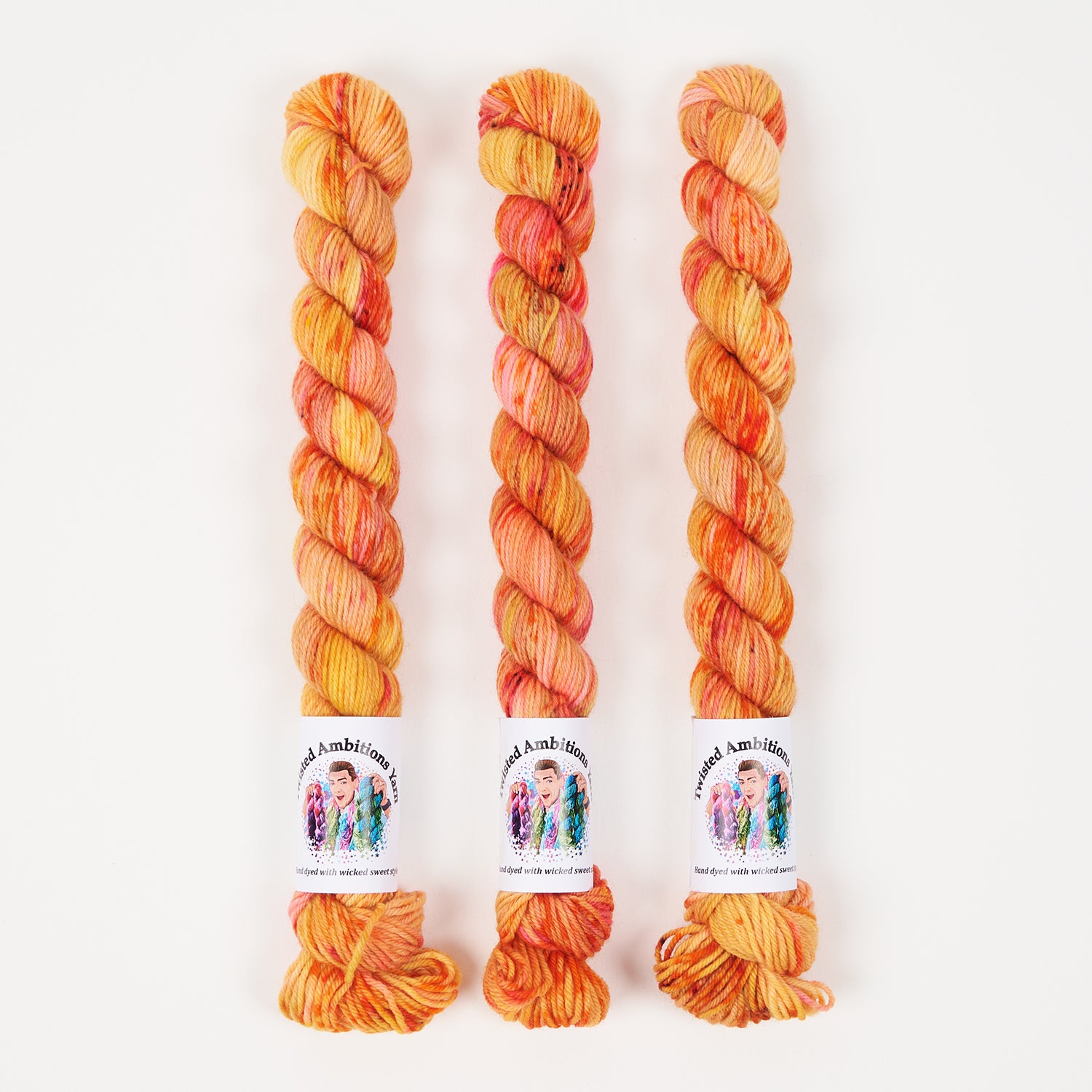 Twisted Ambitions SWEET SOCK MINI - GLITZ Merino wool Nylon Fingering orange Yarn